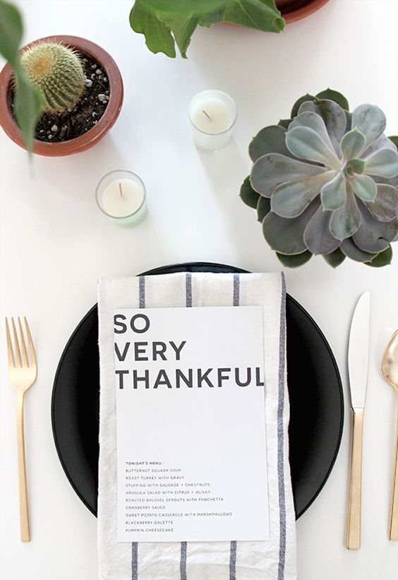 An ultra modern typed menu can make for a fun keepsake VIA