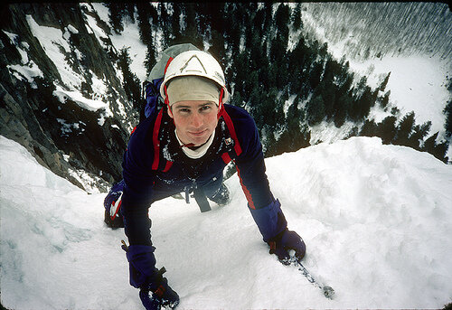  A young Charlie Fowler ice climbing. Photo courtesy of Jenni Lowe-Anker 