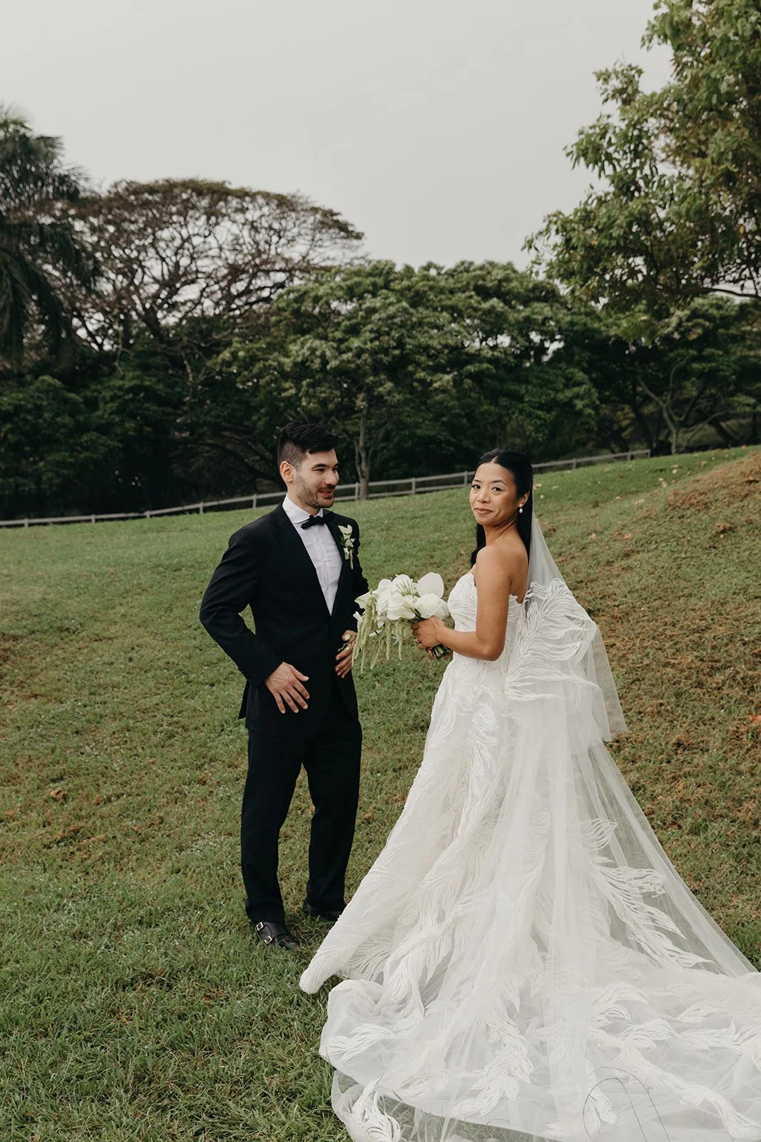 bride and groom doing first look