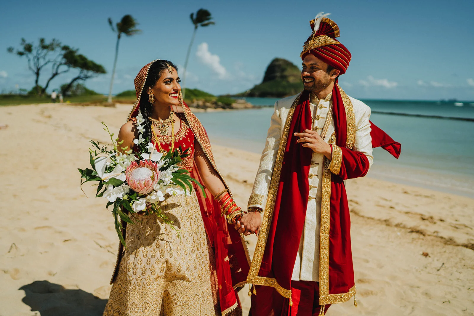 Bright, colorful and cultural Indian wedding in Hawaii.