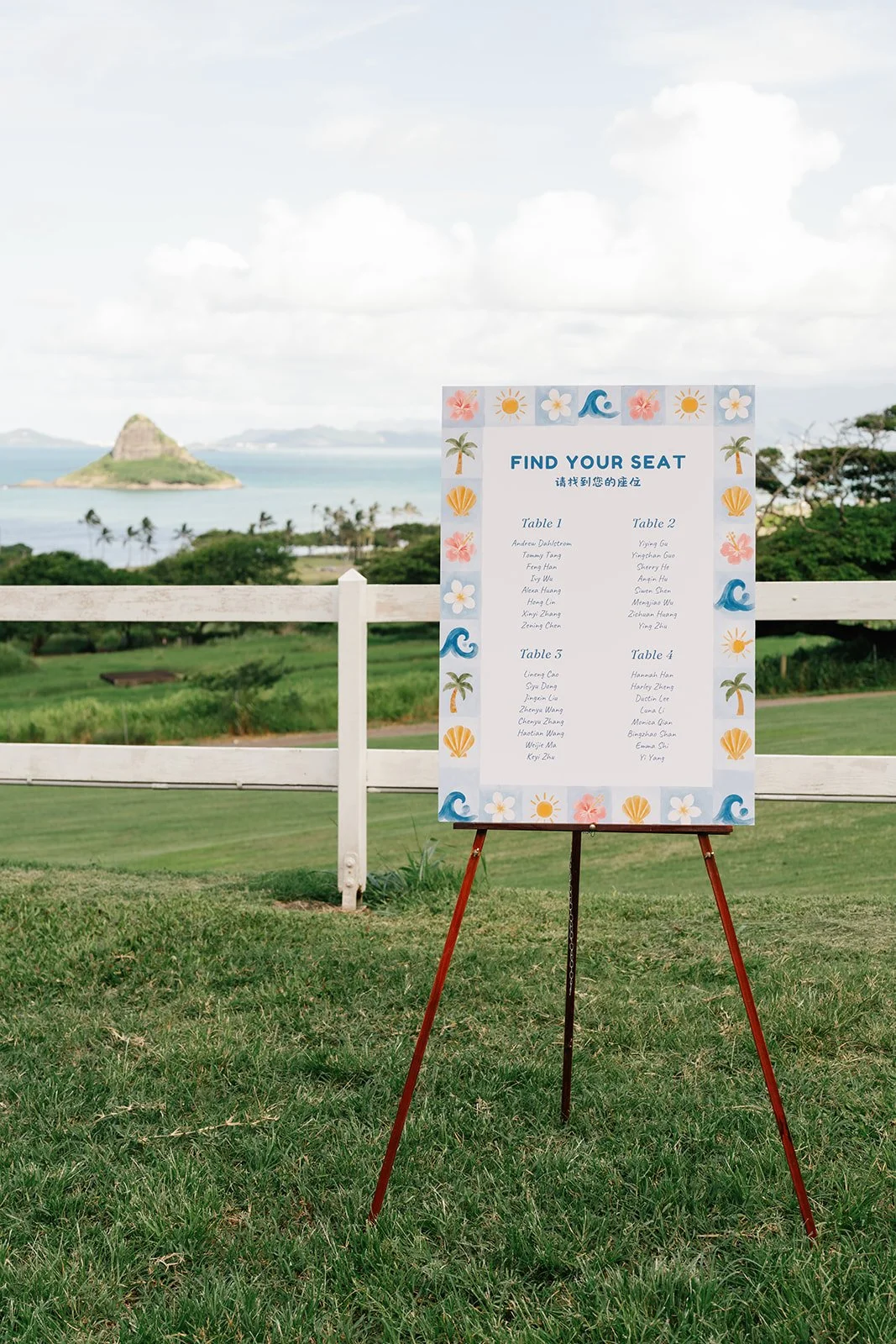 Seat signage for guests to find their table