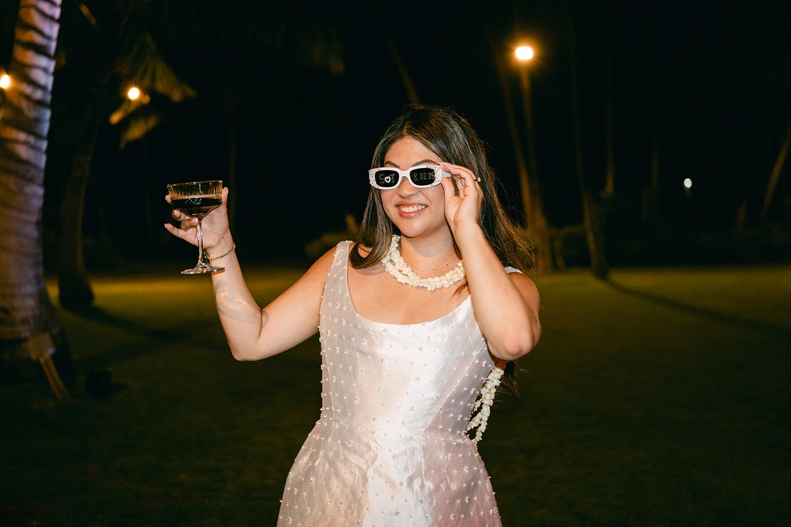 bride with sunglasses and espresso martini
