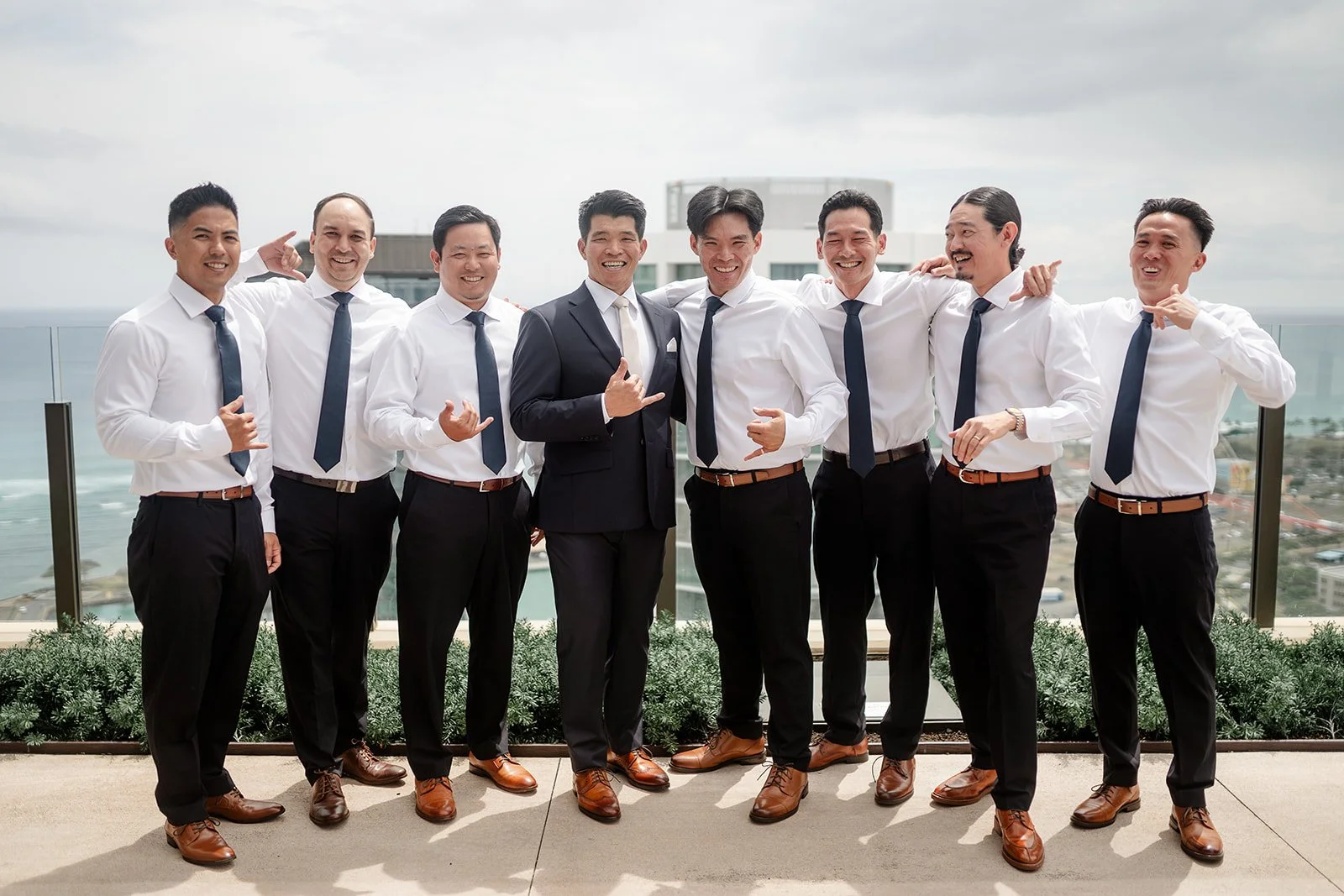 groom and groomsmen in hawaii