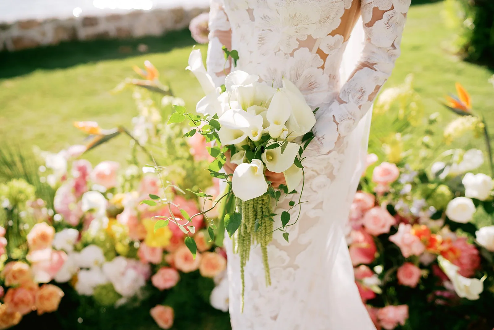bridal bouquet with white lilies