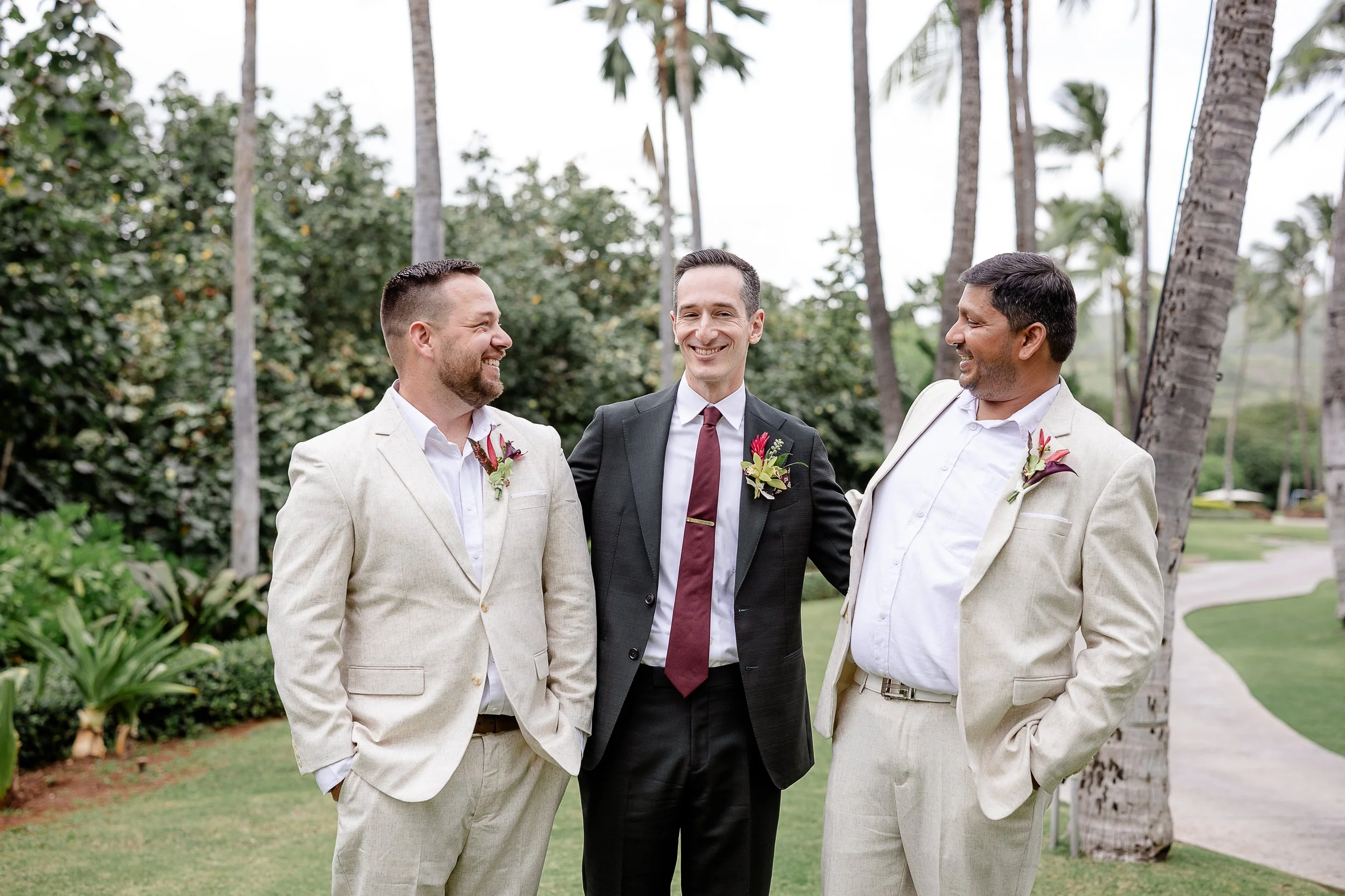 groom with groomsmen in Hawai'i