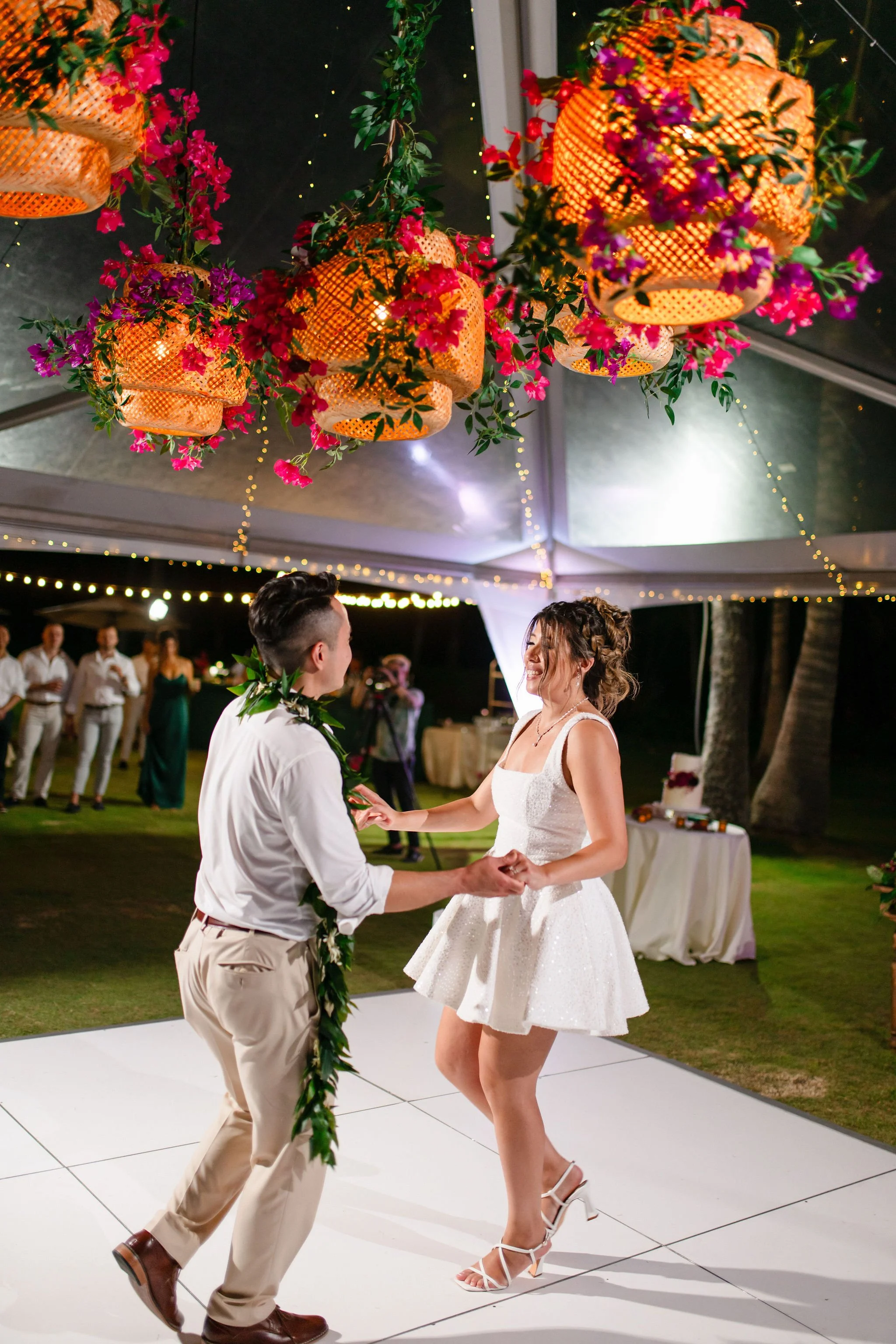 bride and groom during first dance