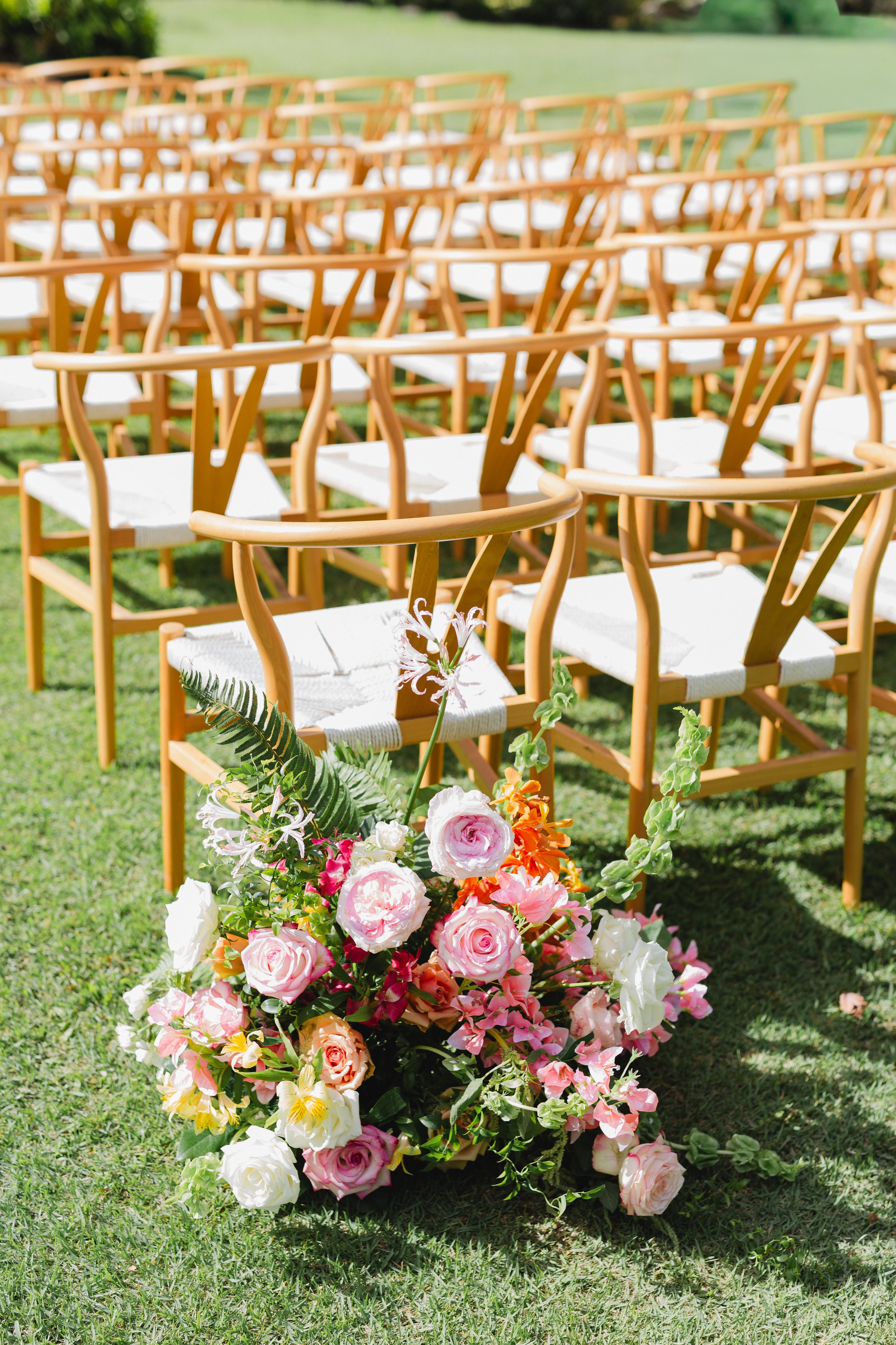 pink and orange wedding arrangement