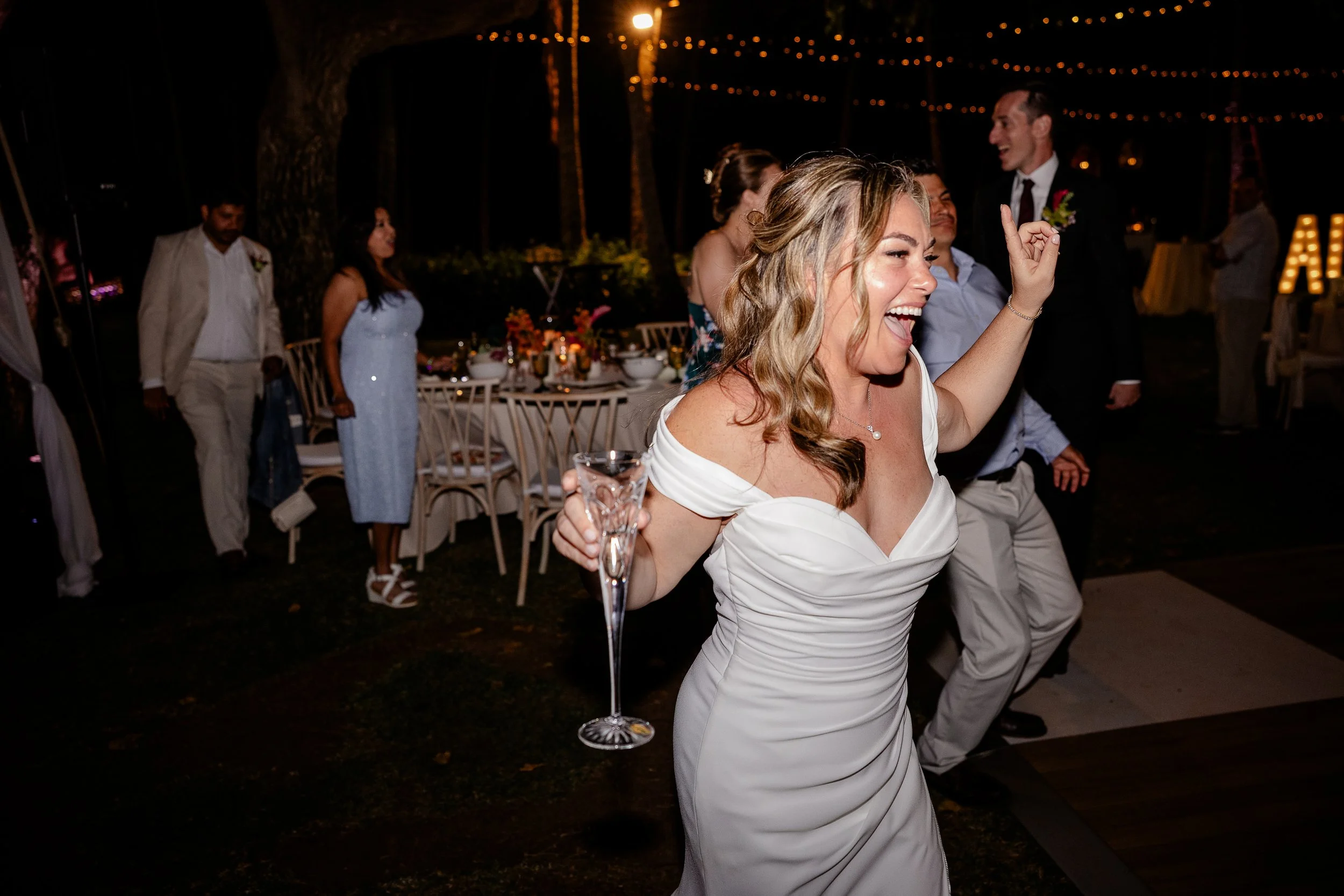 bride with champagne glass