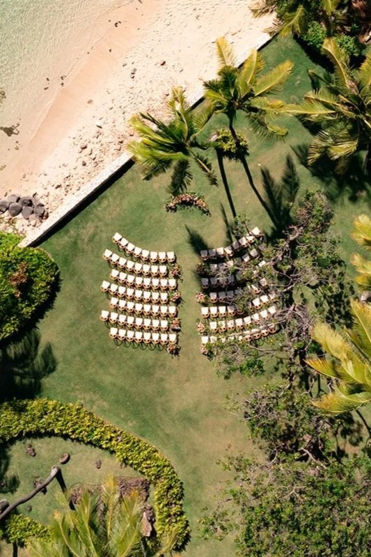 wedding ceremony in Hawaii birds eye view