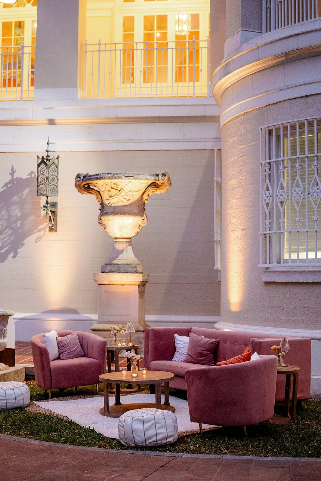 pink lounge at wedding