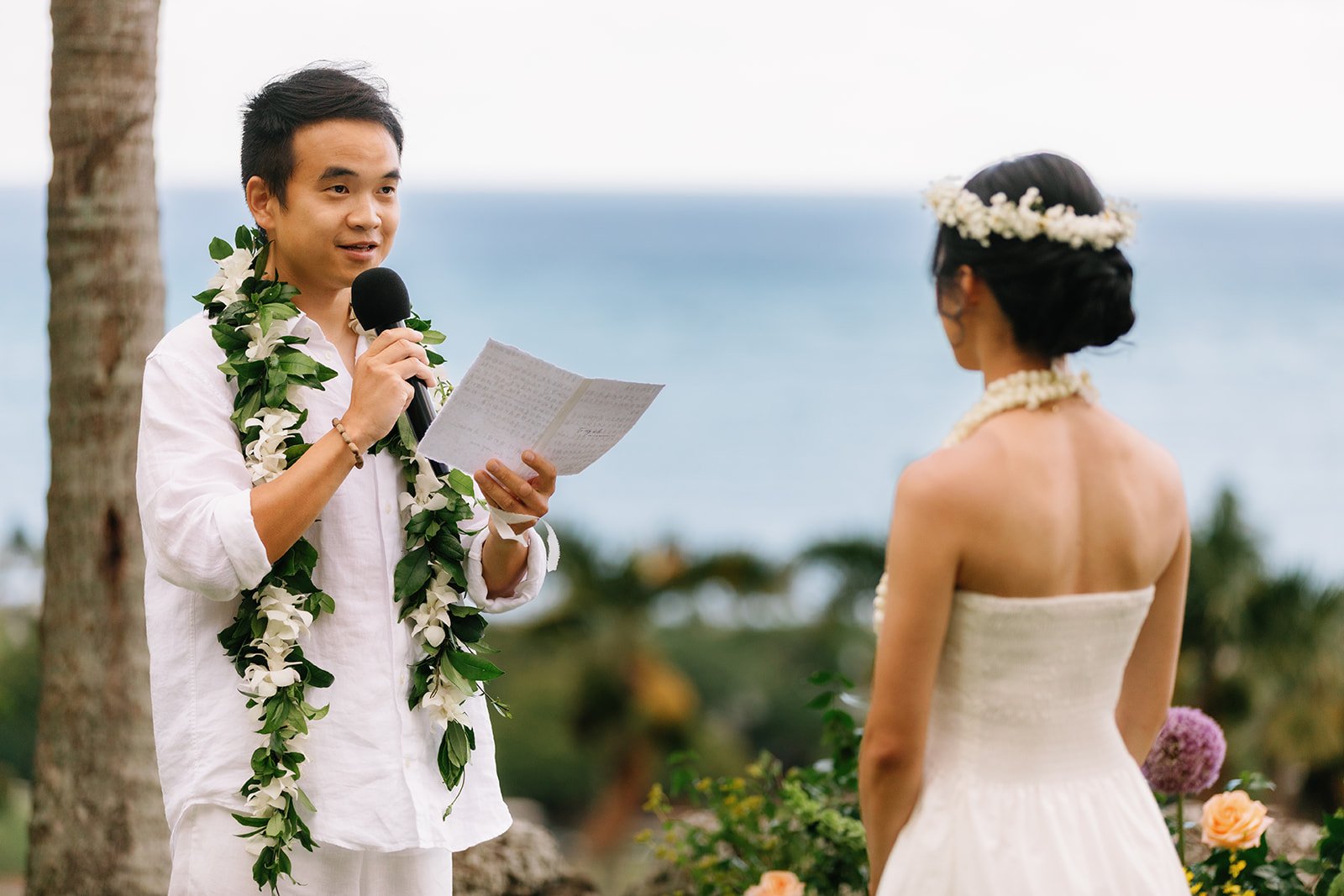 Groom shares personal vows to bride