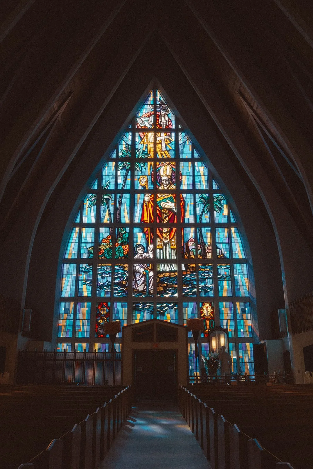 church with stained glass windows