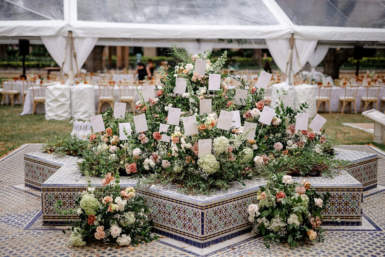 floral seating chart in fountain