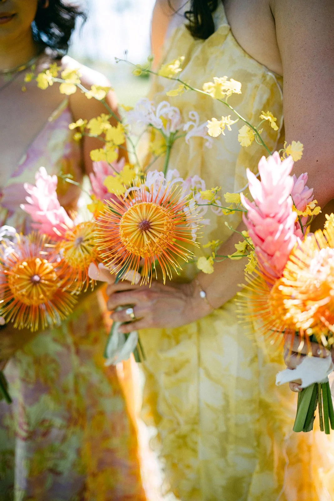 pink orange and yellow bouquet