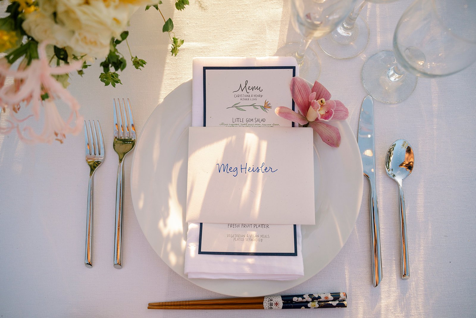 wedding menu with orchid at hawaii wedding