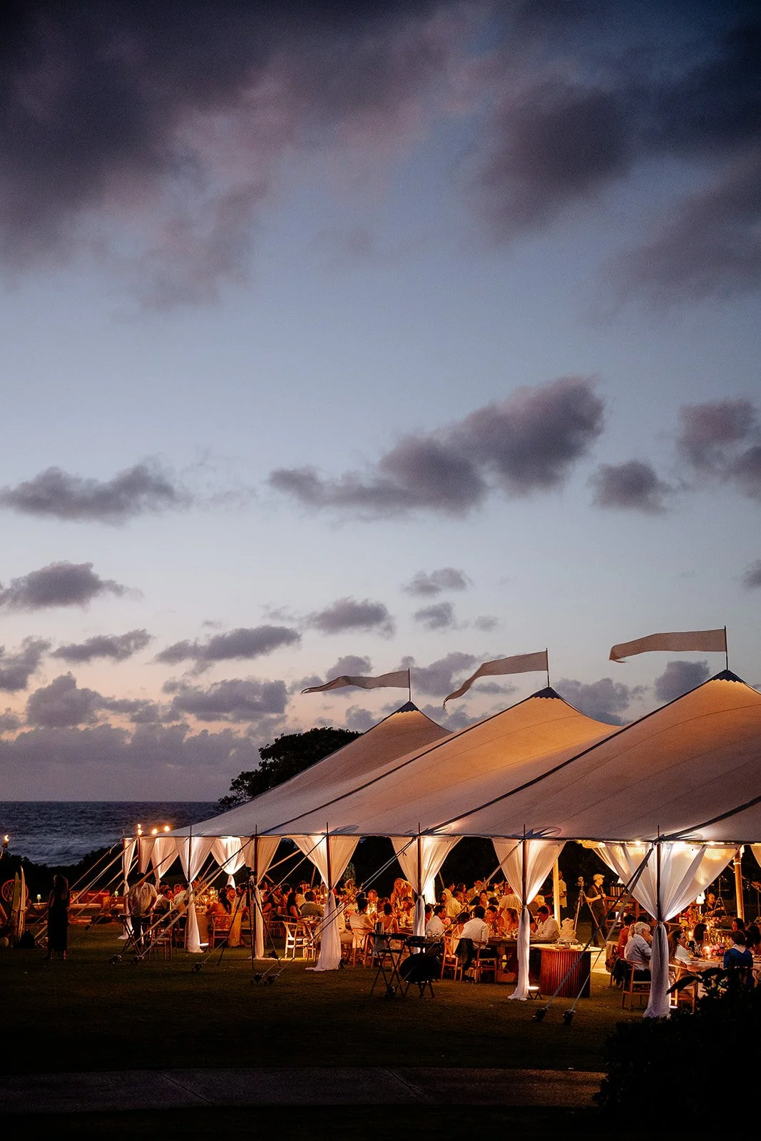 sail cloth tent during sunset in hawaii