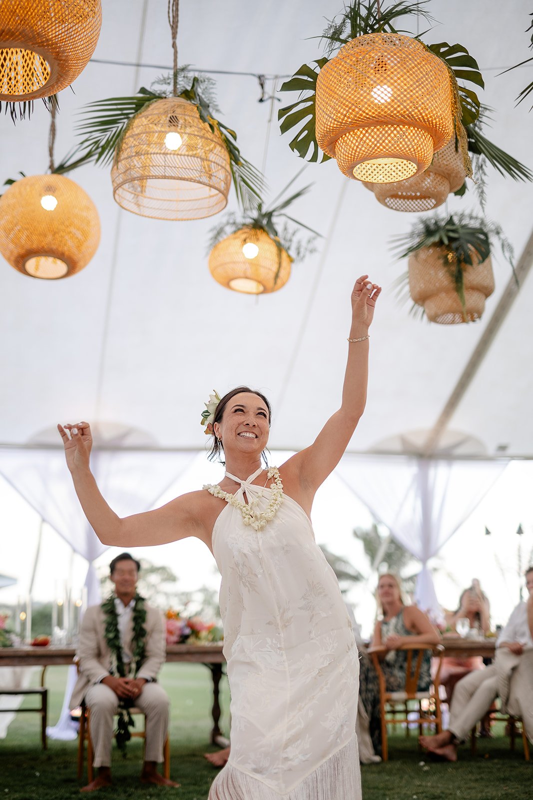 bride dancing hula for the groom