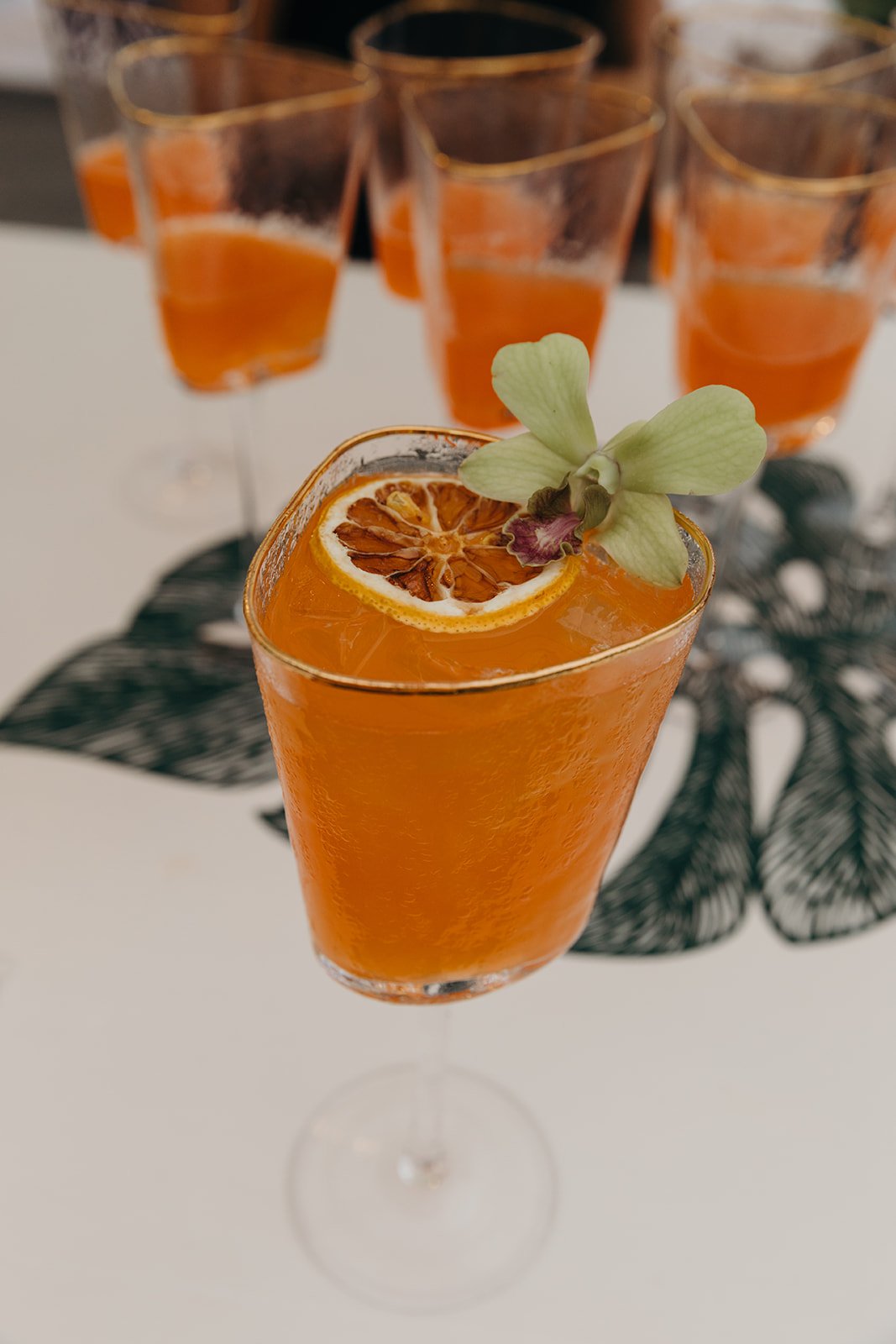 orange cocktail at wedding in hawaii