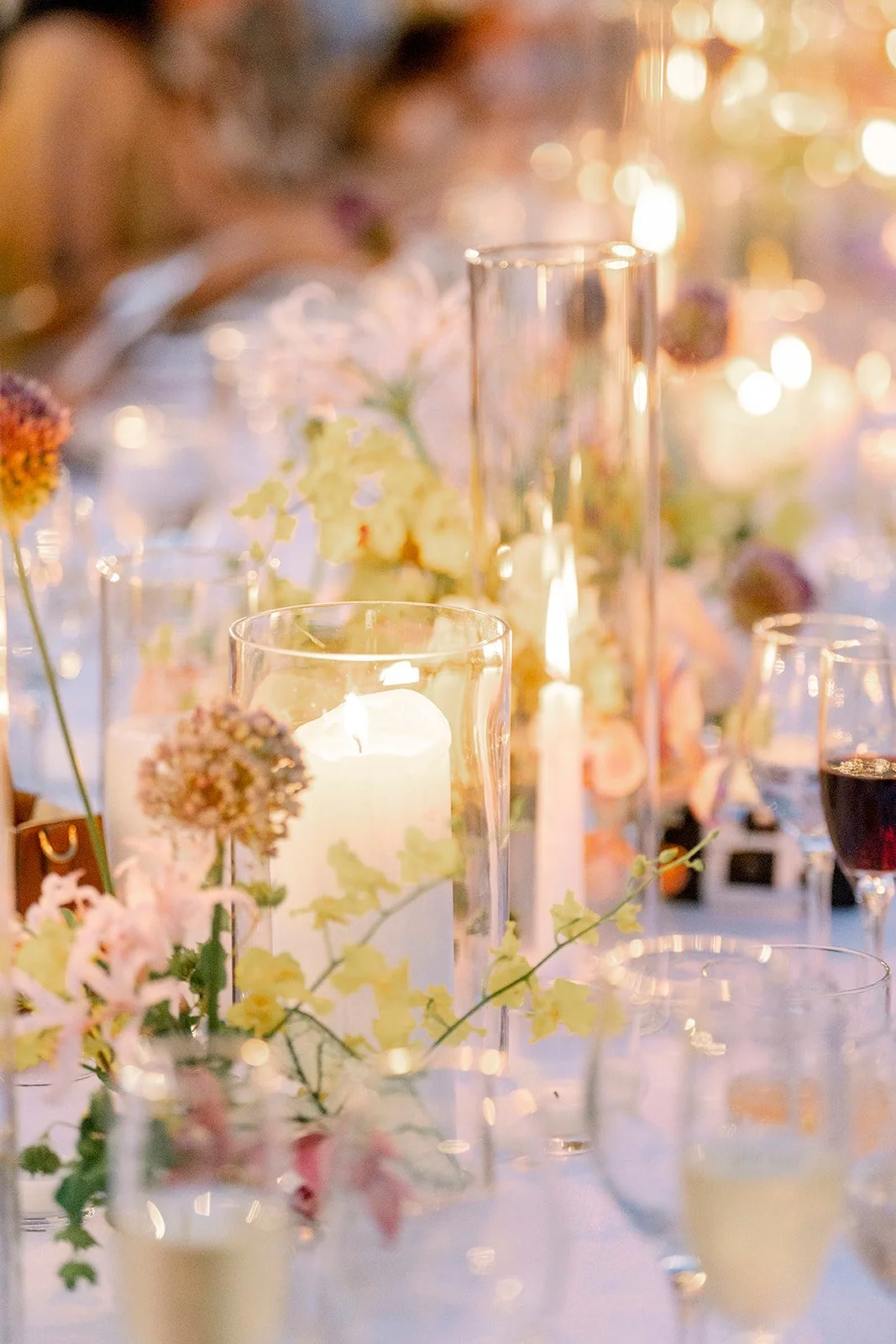 candles with florals