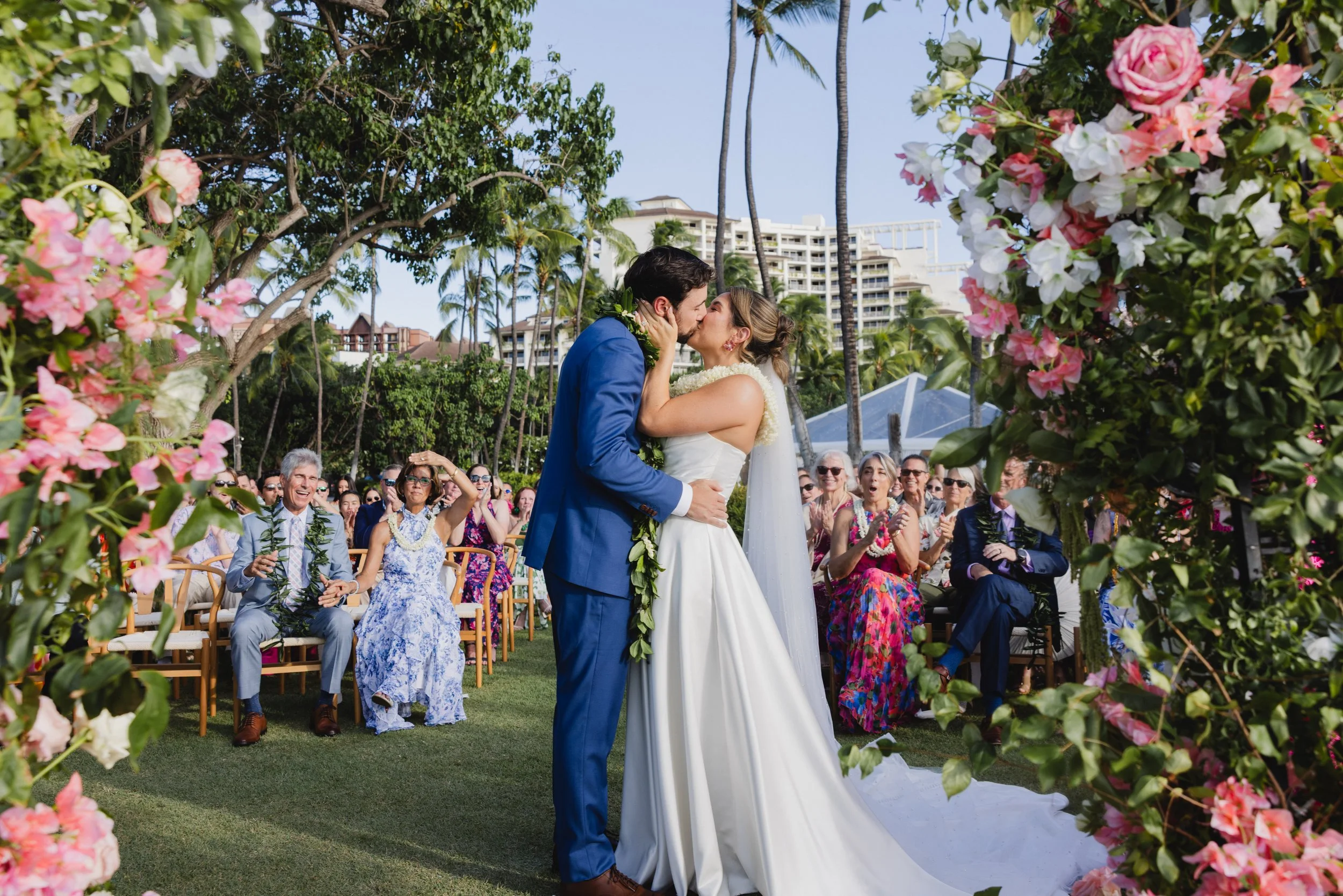 bride and groom ceremony kiss