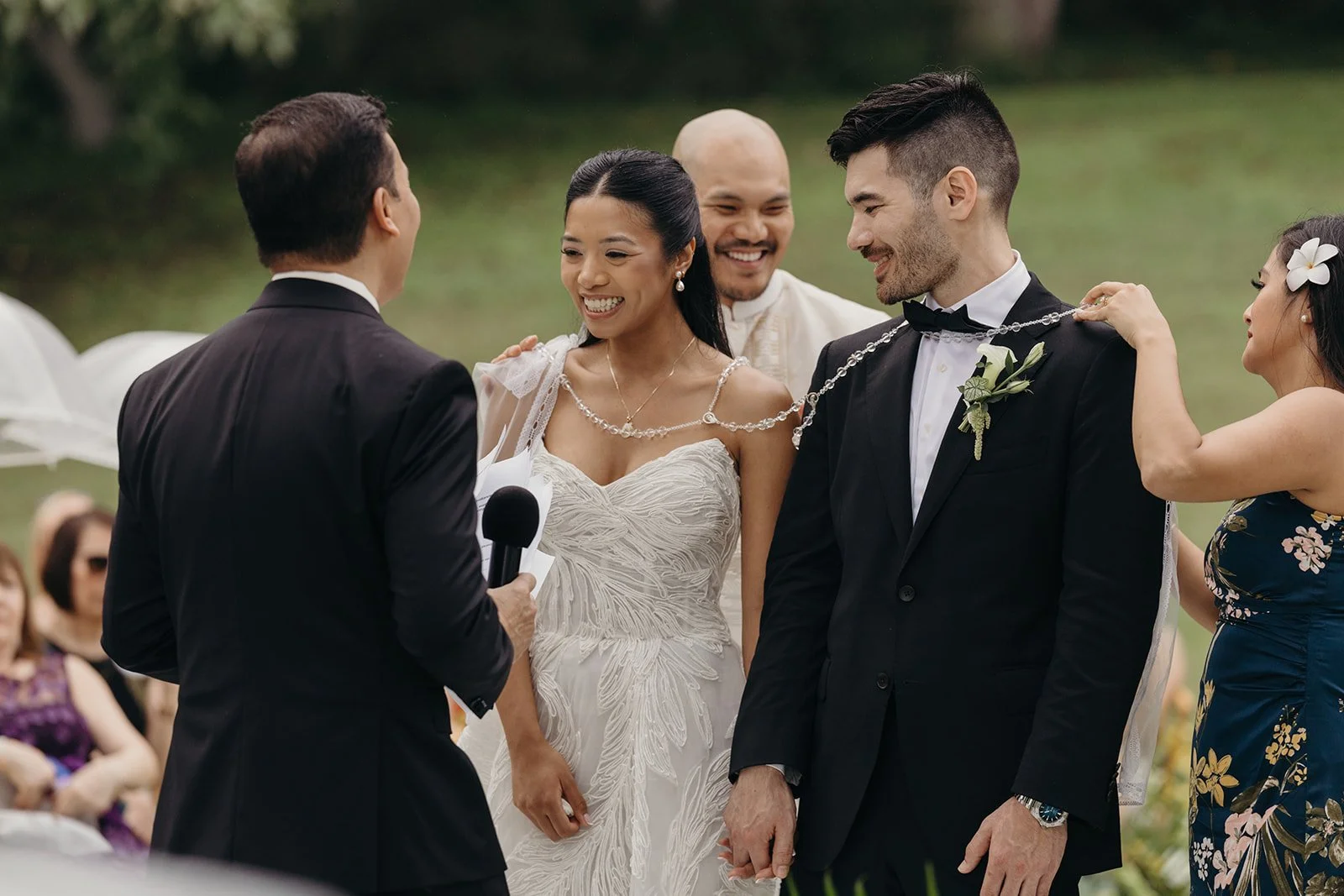 bride and groom during wedding ceremony in hawaii