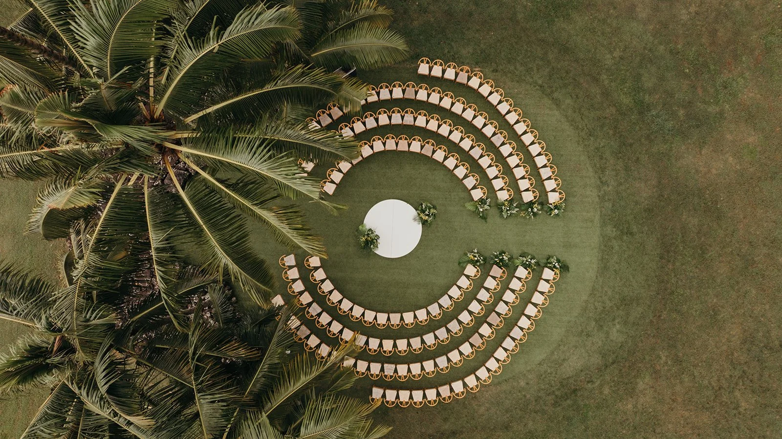 wedding ceremony with circle chair arrangement in hawaii