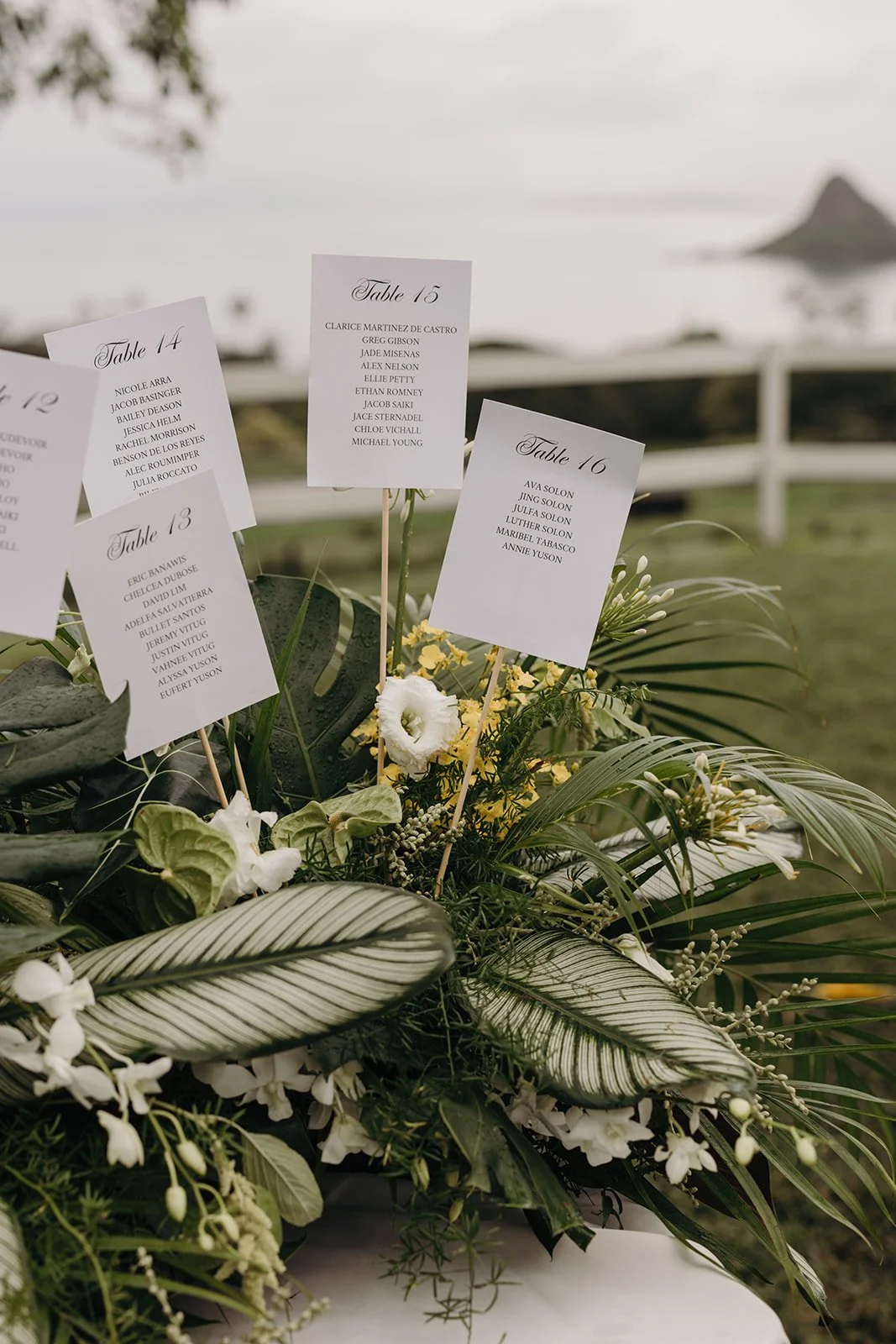 seating chart floral arrangement
