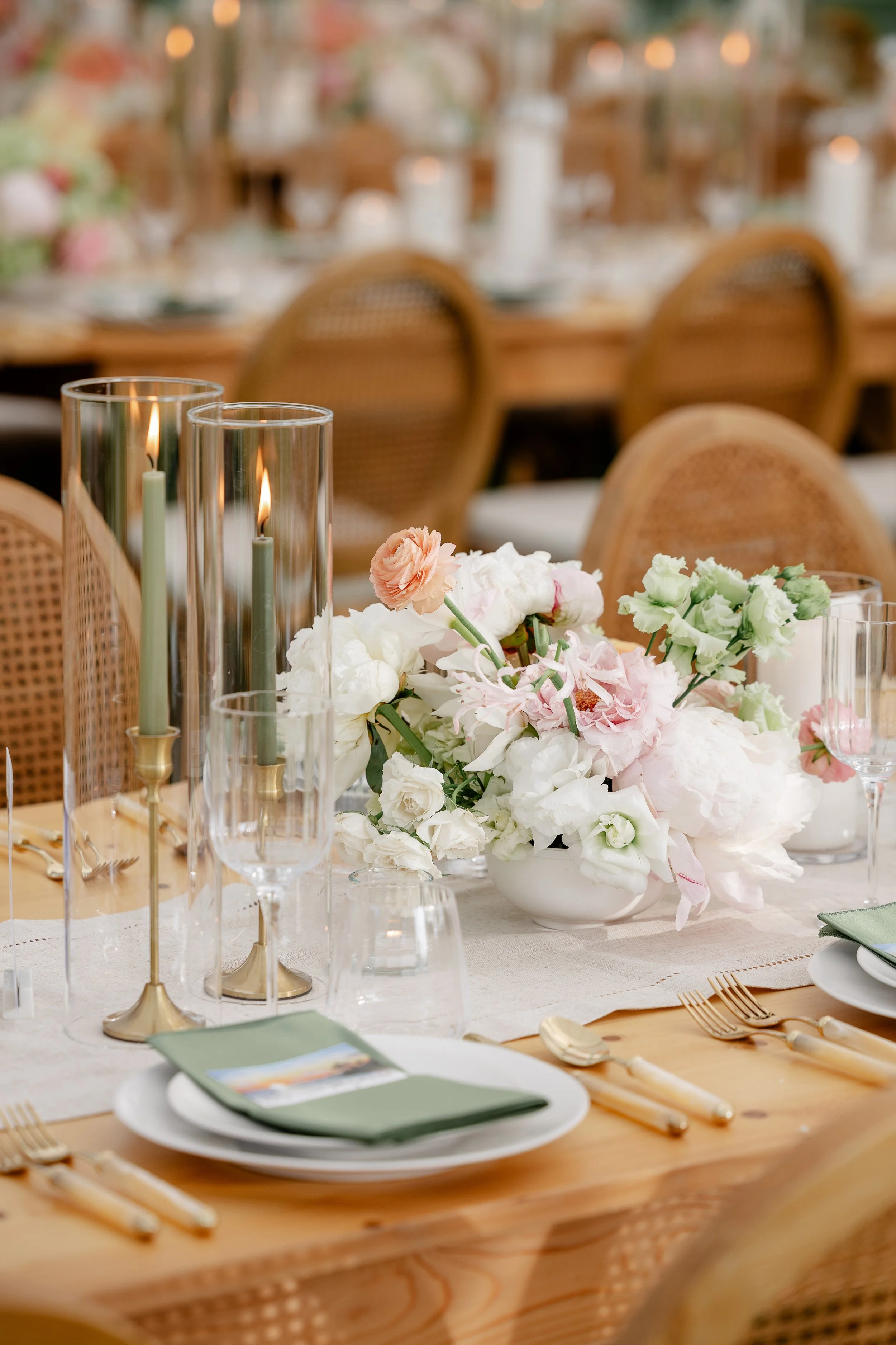 dinner table set up with dinner elements