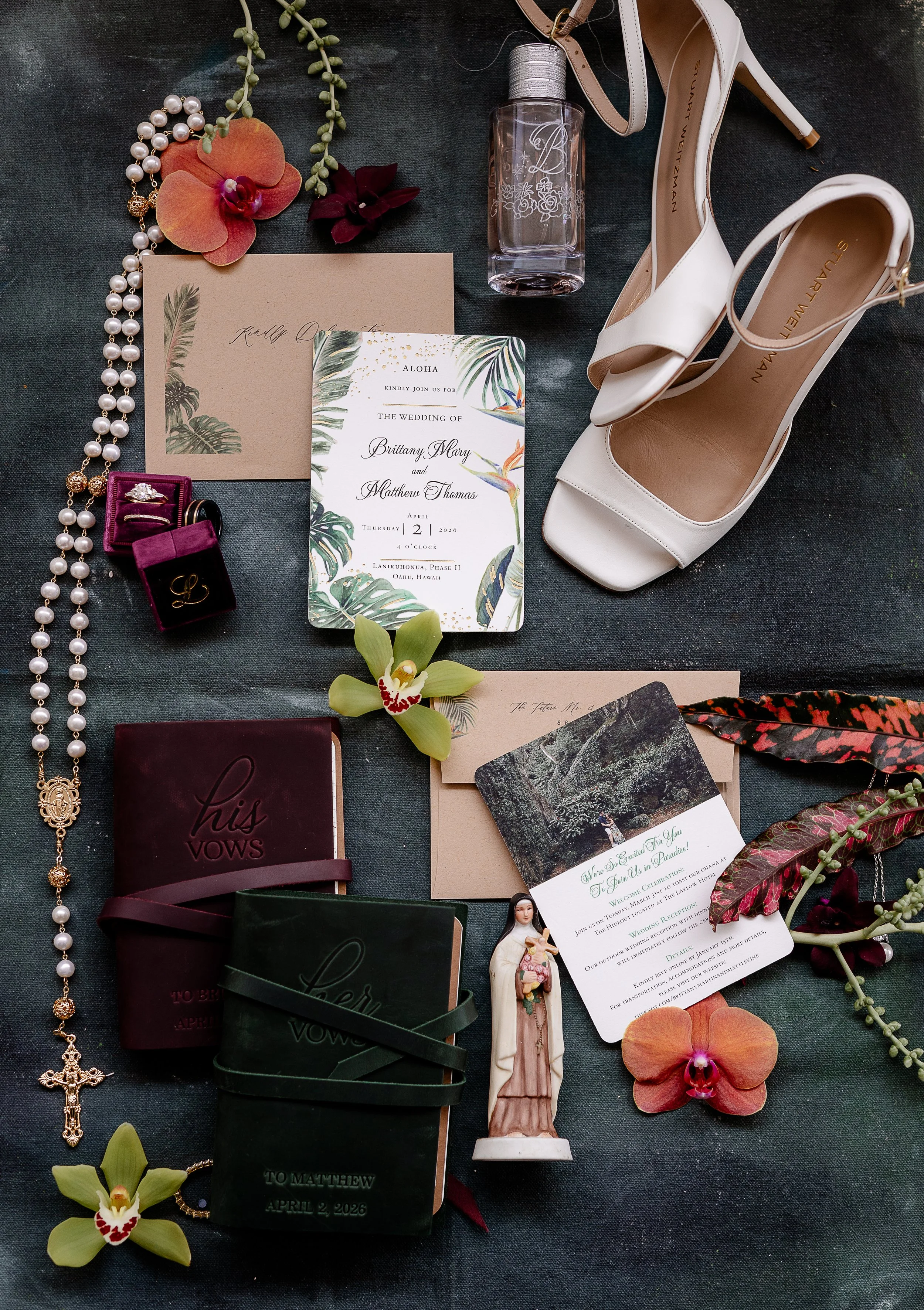 tropical moody wedding invitations