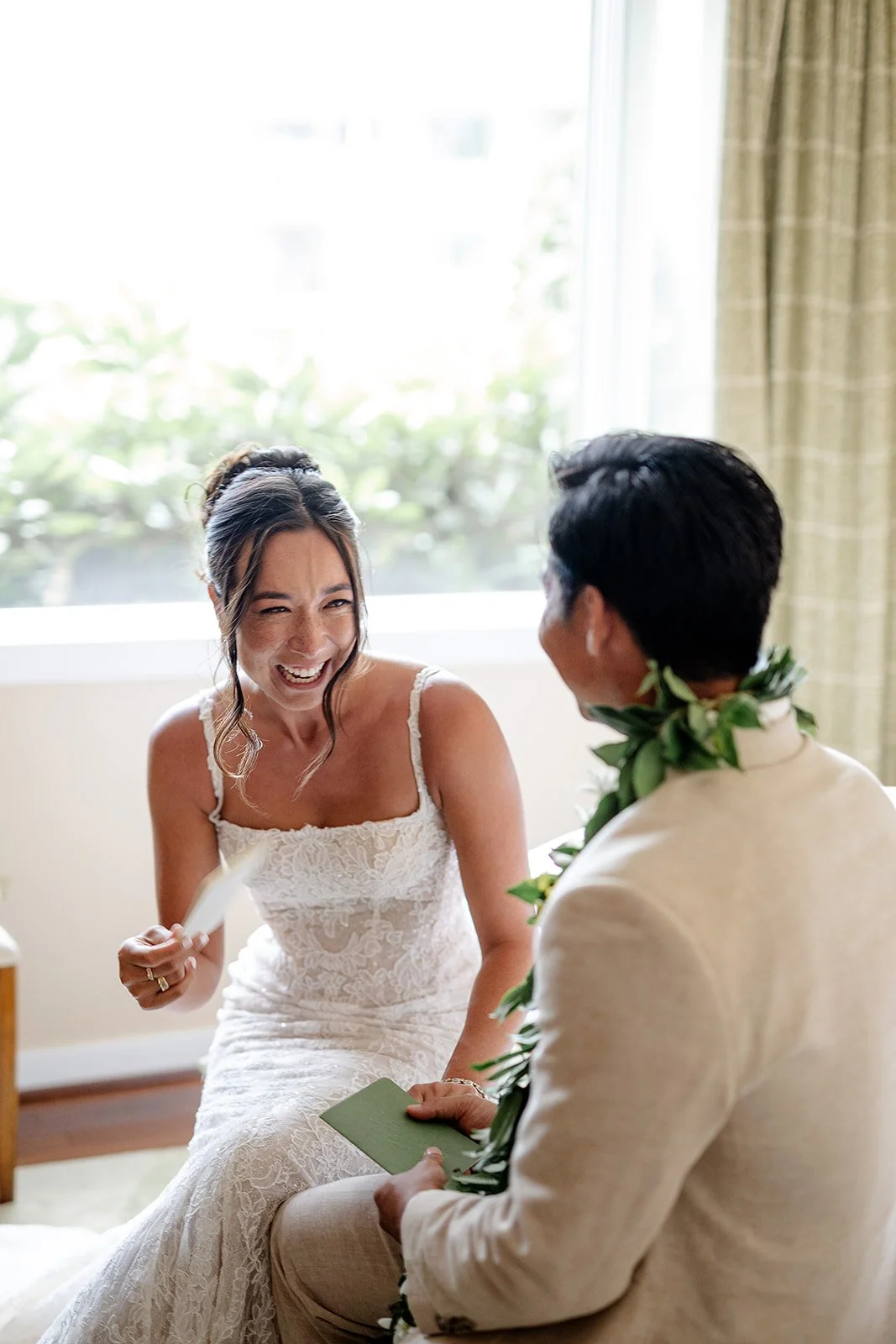 bride and groom sharing private vows