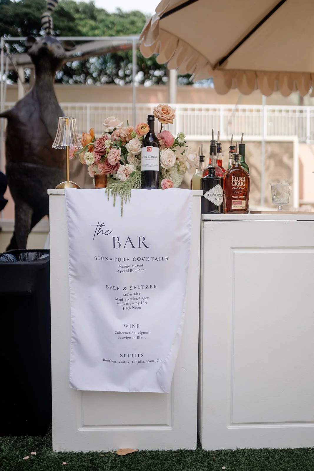 bar menu with mauve flowers