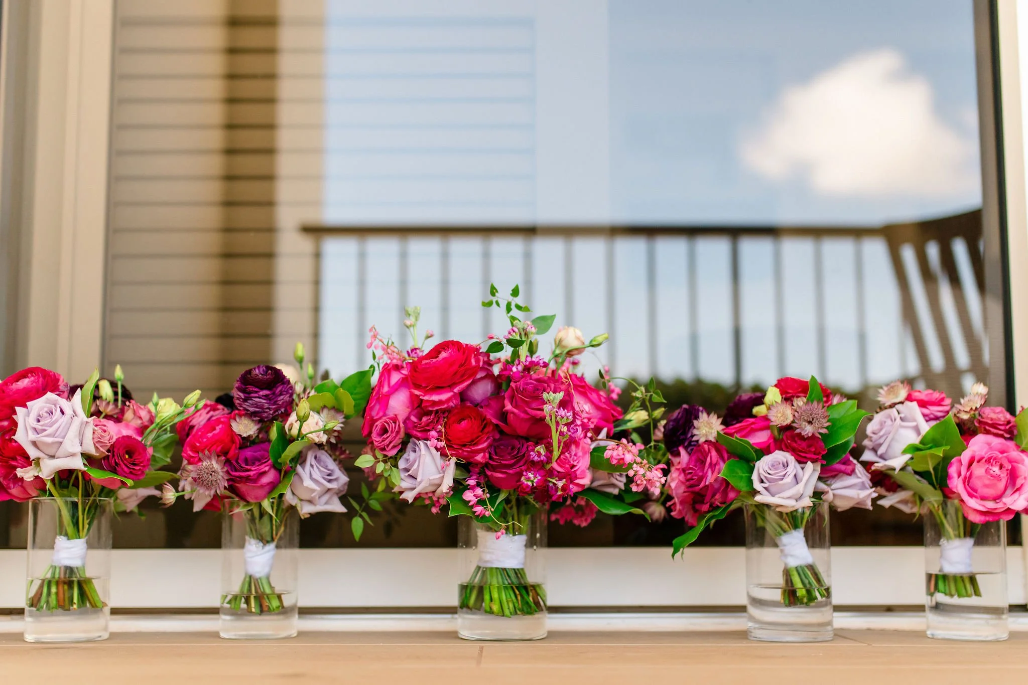 bright pink and purple bridal bouquets