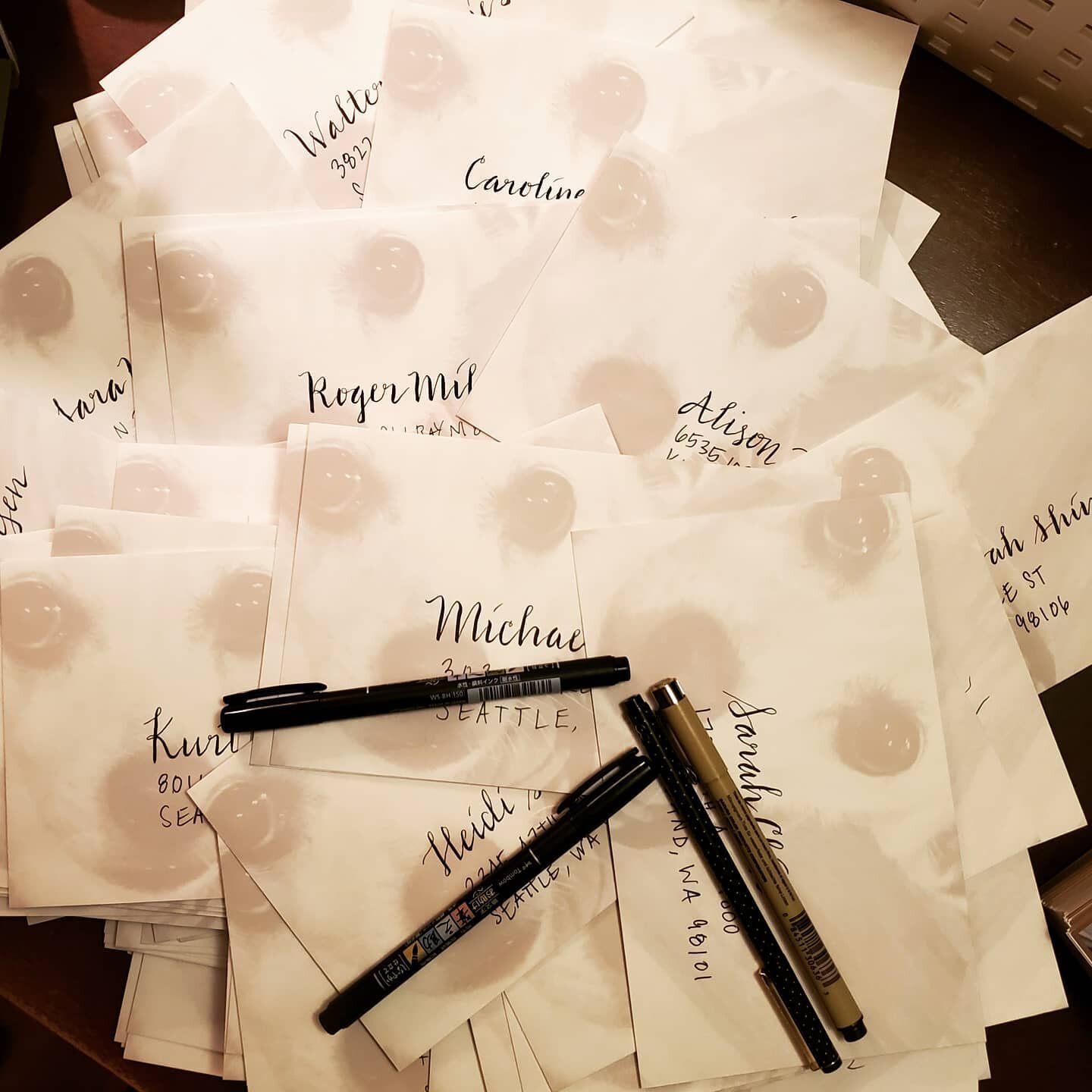 I just addressed 150 envelopes. My calligraphy isn't perfect,&nbsp;consistent, or flawless. But I just got paid to do something that gave me immense pleasure. I'd like more of that in the coming year, Universe.

***
#personalassistant #seattlesmallbu