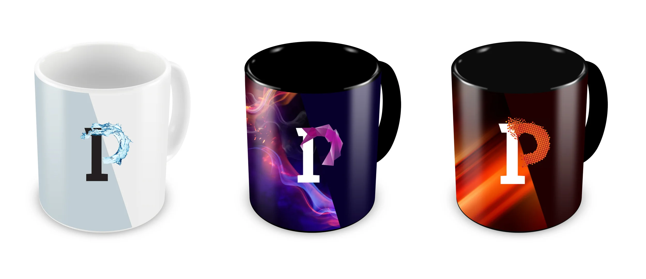 A set of branded mugs
