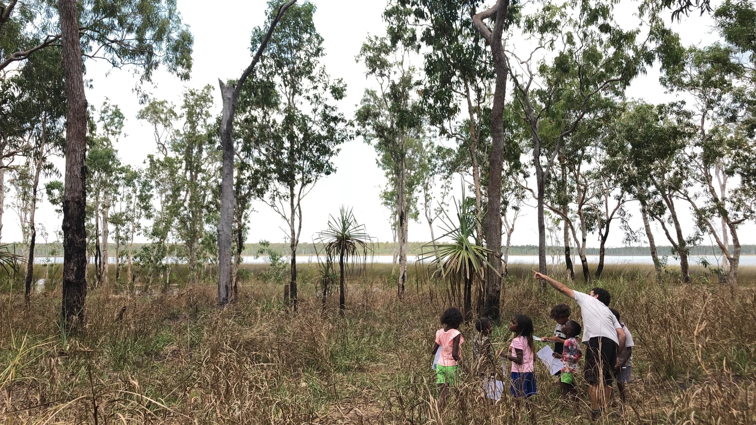 A photo of me and some kids looking for birds.