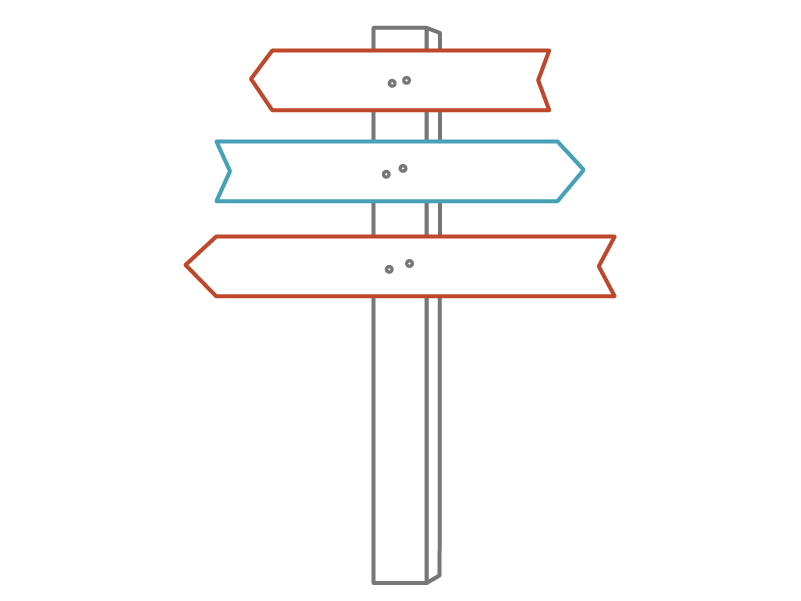 Graphic image of three-level wayfinding sign