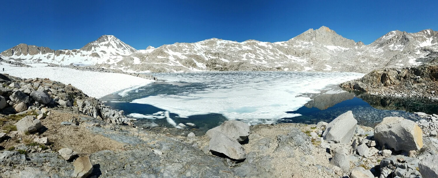 these lakes were the bluest of blue, and so clear we could see straight to the bottom where there wasn't ice.