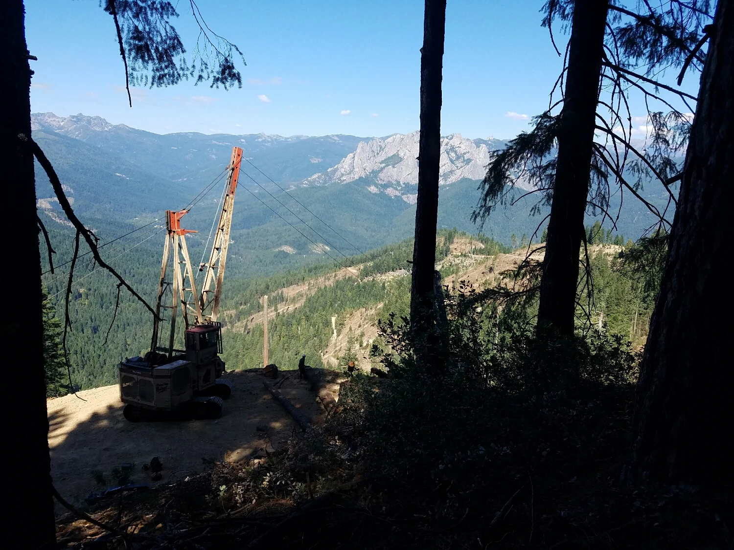 a logging operation right next to the trail.