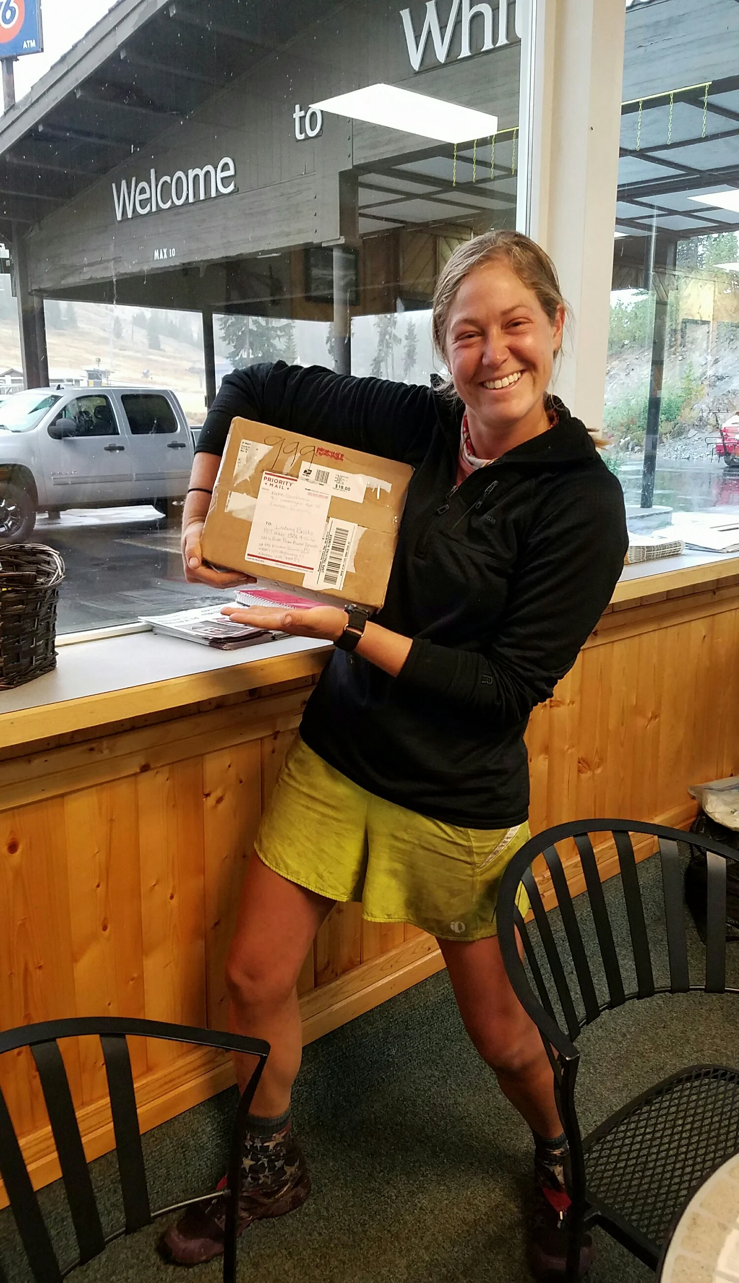 More Feed Me packages! This one from Katie and Sam!! But yes, that's rain outside, so glad to be indoors eating cookies :) 