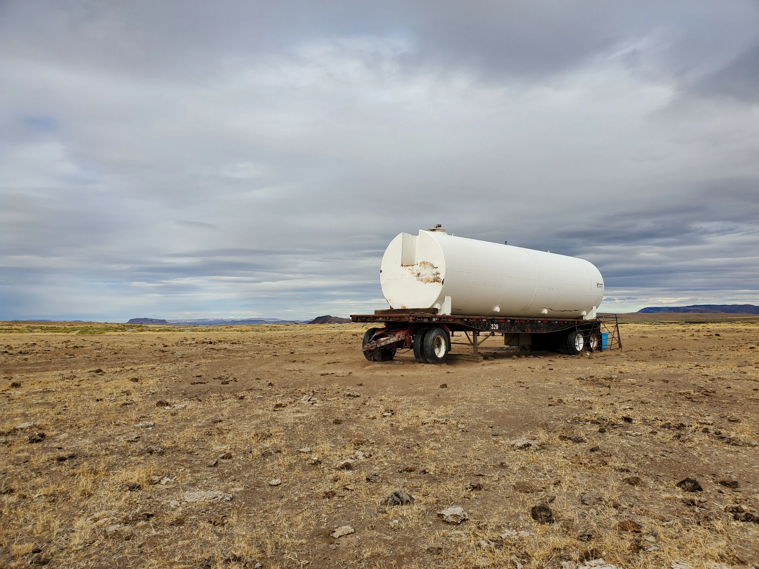 A random water truck in the desert, unfortunately it was dry as a bone.