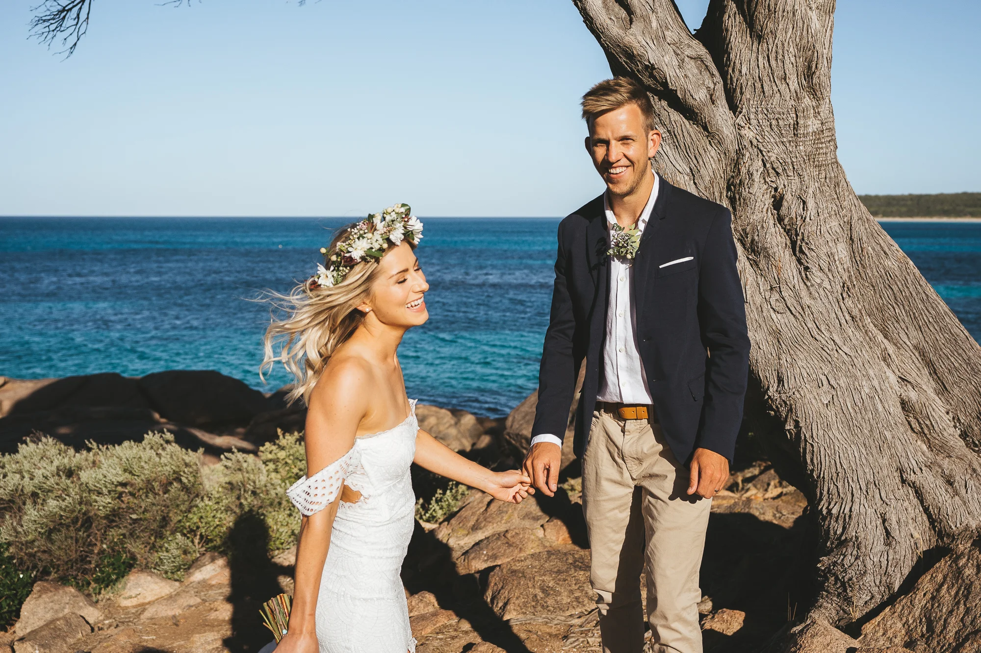 Georgia and Ash “After booking in our wedding date at Bunker Bay the next big decision was to find a photographer that suited us best and to capture the special moments of our day whilst giving the beautiful scenery around us justice. We were looking for someone that had a chilled relaxed vibe and were after the more natural in moment style photography rather than the posey staged kind. My husband and I are a little camera shy and thought we might find it uncomfortable so we were hoping for someone friendly and warm with a relaxed nature. We were so happy to have found Tom as he fitted every aspect we were hoping for and captured the special moments throughout the day perfectly. We can’t thank Tom enough for the photographs he captured and the memories we now have to treasure for a lifetime.”