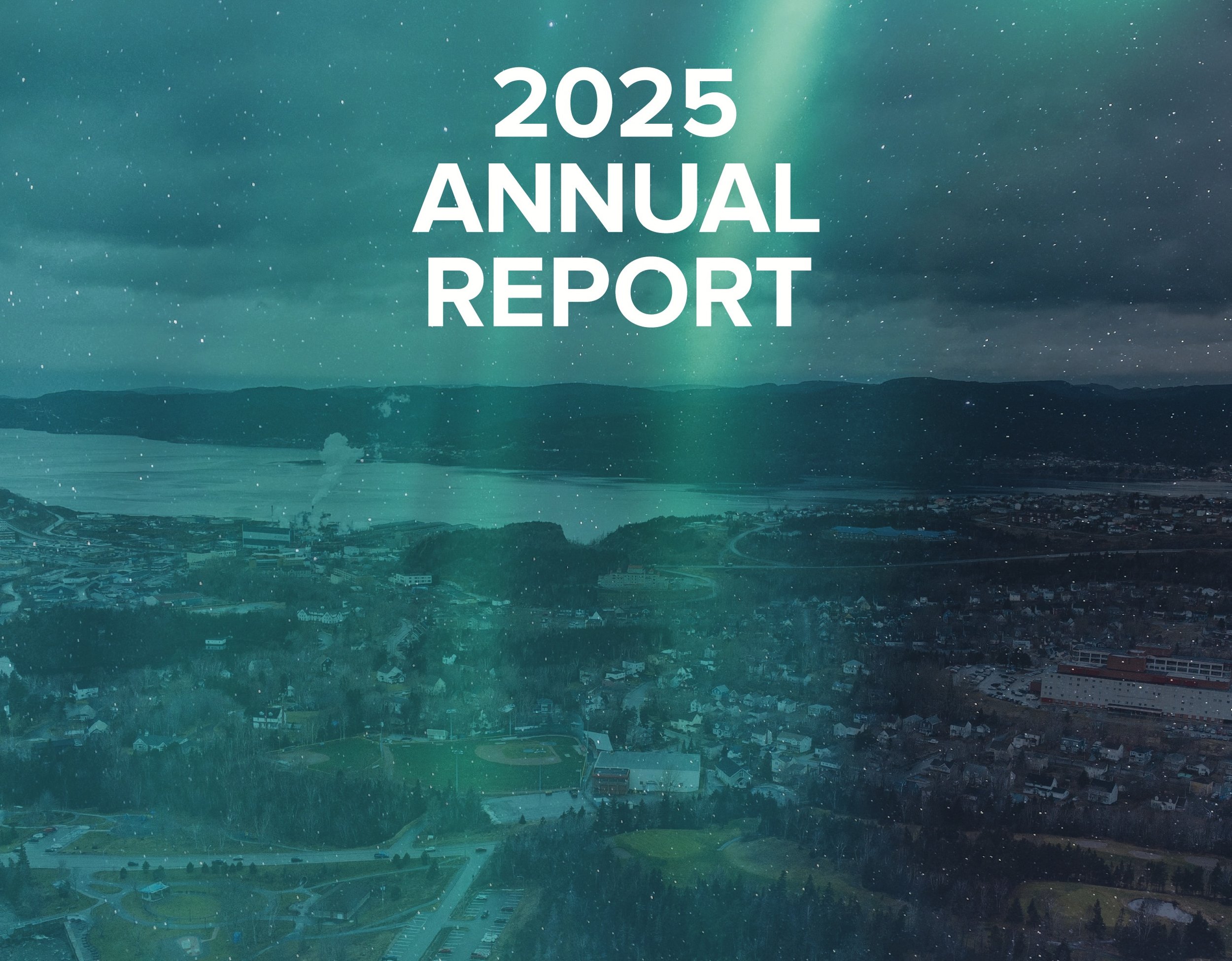 2025 Annual Report title with a photograph of Corner Brook.