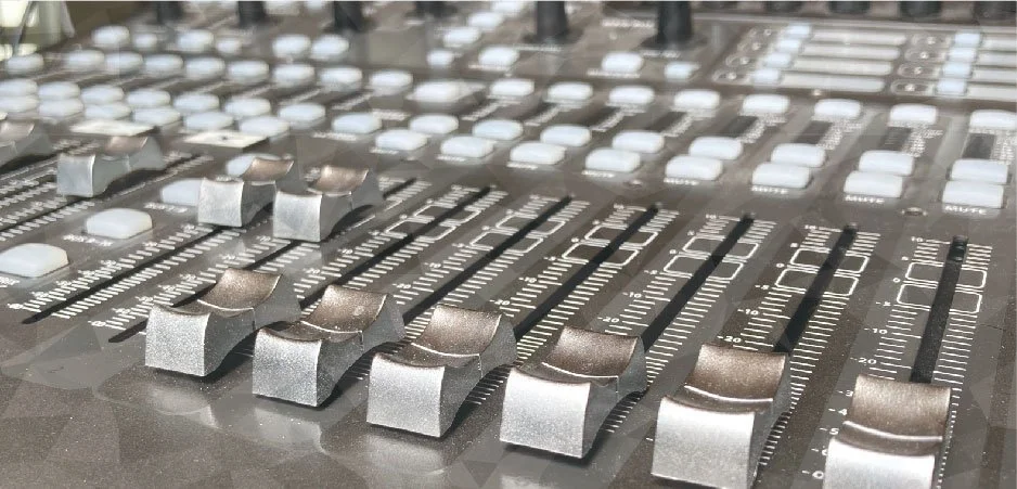Close-up of a sound board.