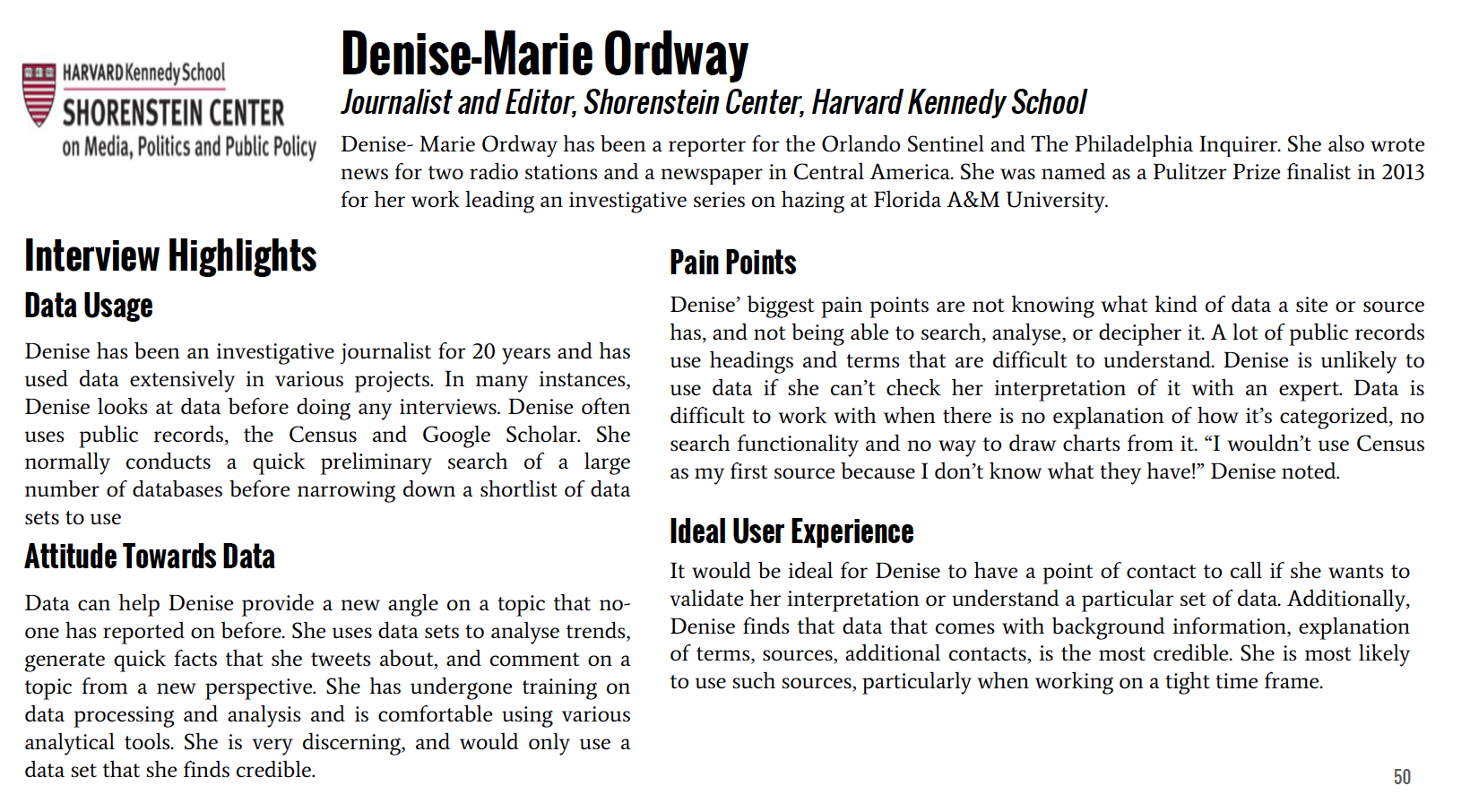 Interview summary for Denise-Marie Ordway, Journalist.