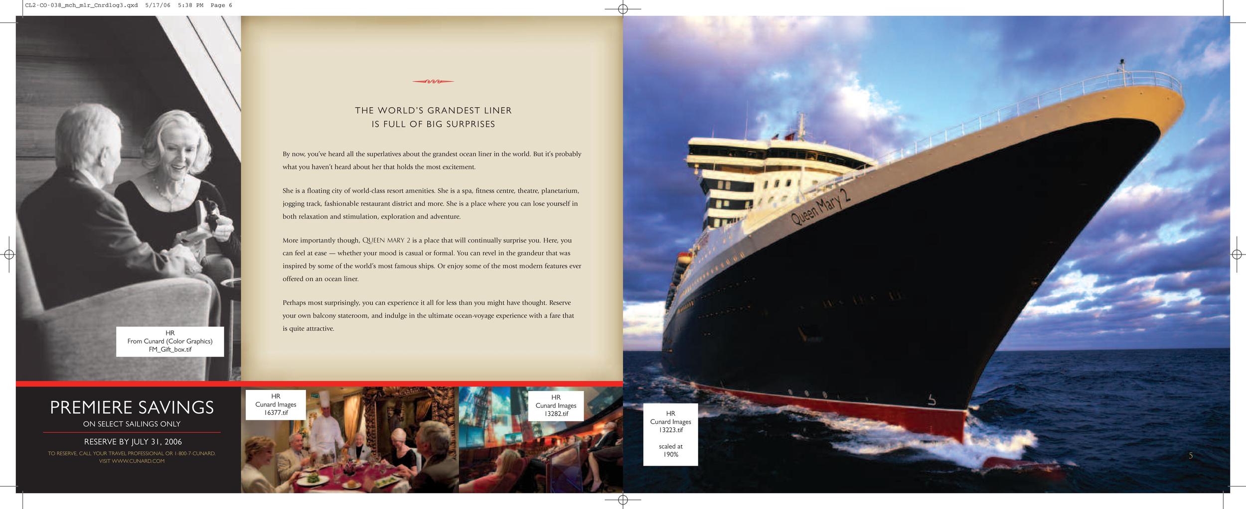 Cunard Queen Mary 2 Brochure
