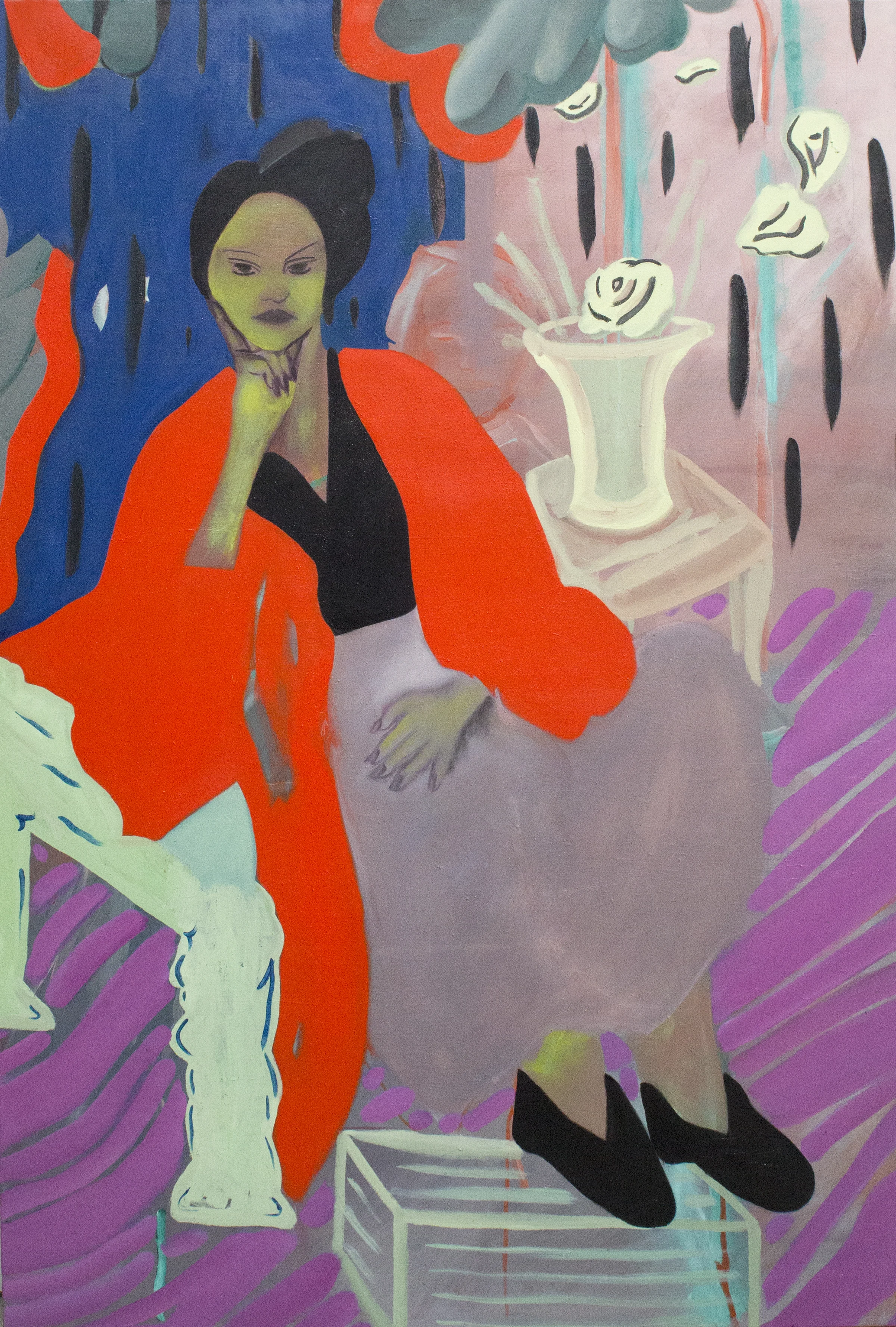 Astronaut in Red Jacket , 2018, oil on canvas, 72 x 48 inches