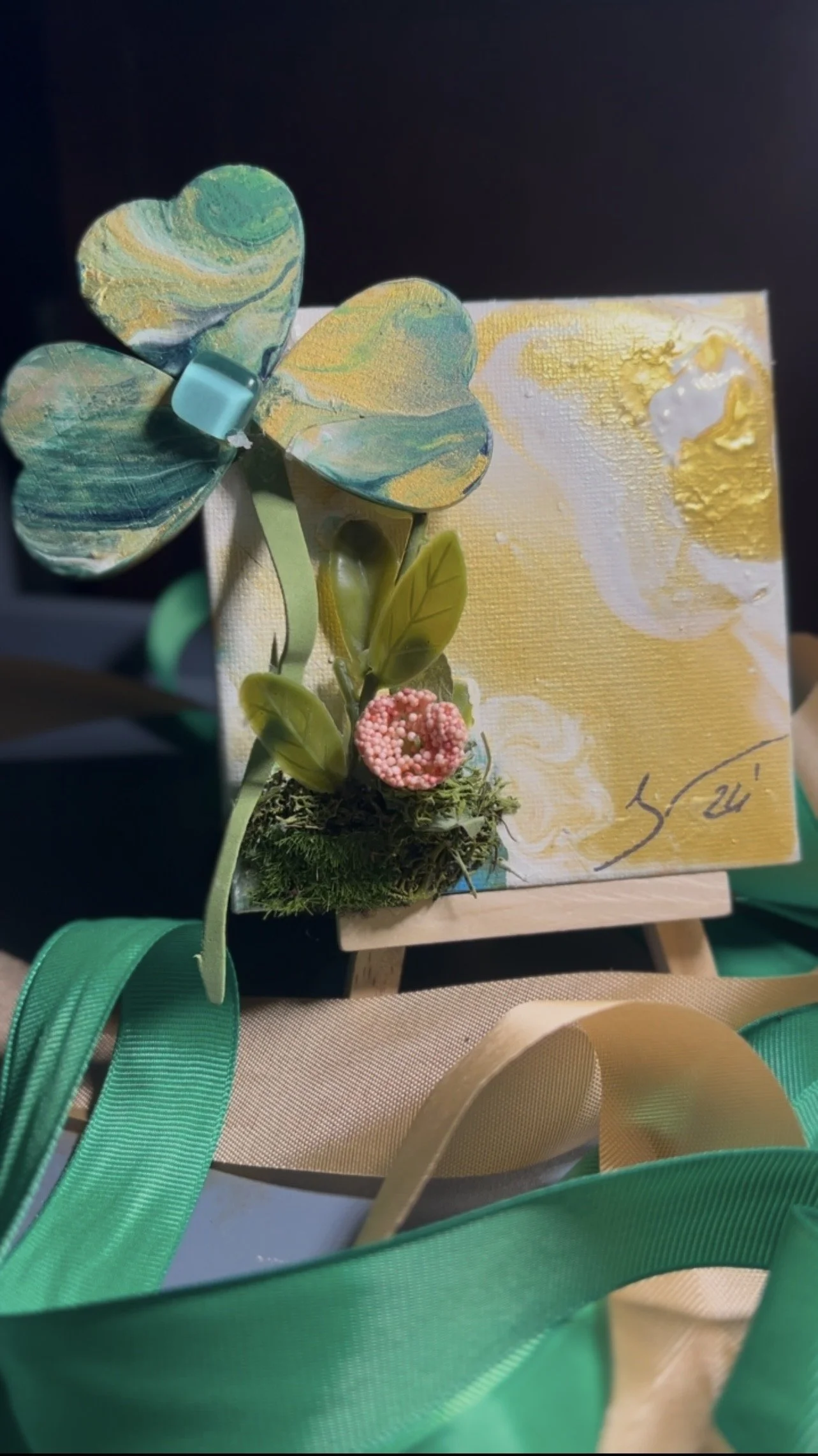 “The Little Shamrock Garden” Mixed Media 4x4in