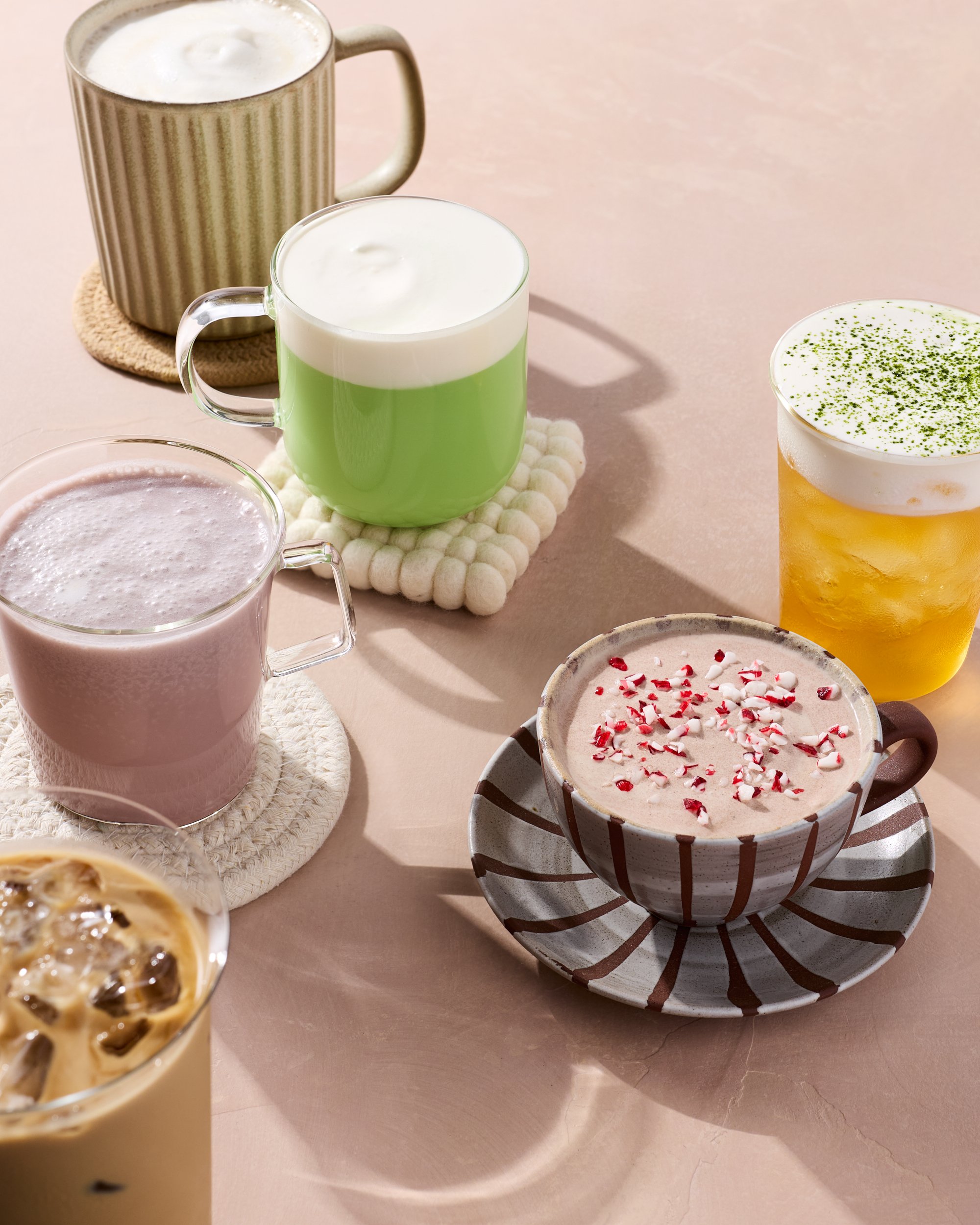 An assortment of drinks for 7Leaves Cafe / Jennifer Chong - LA Beverage Photographer