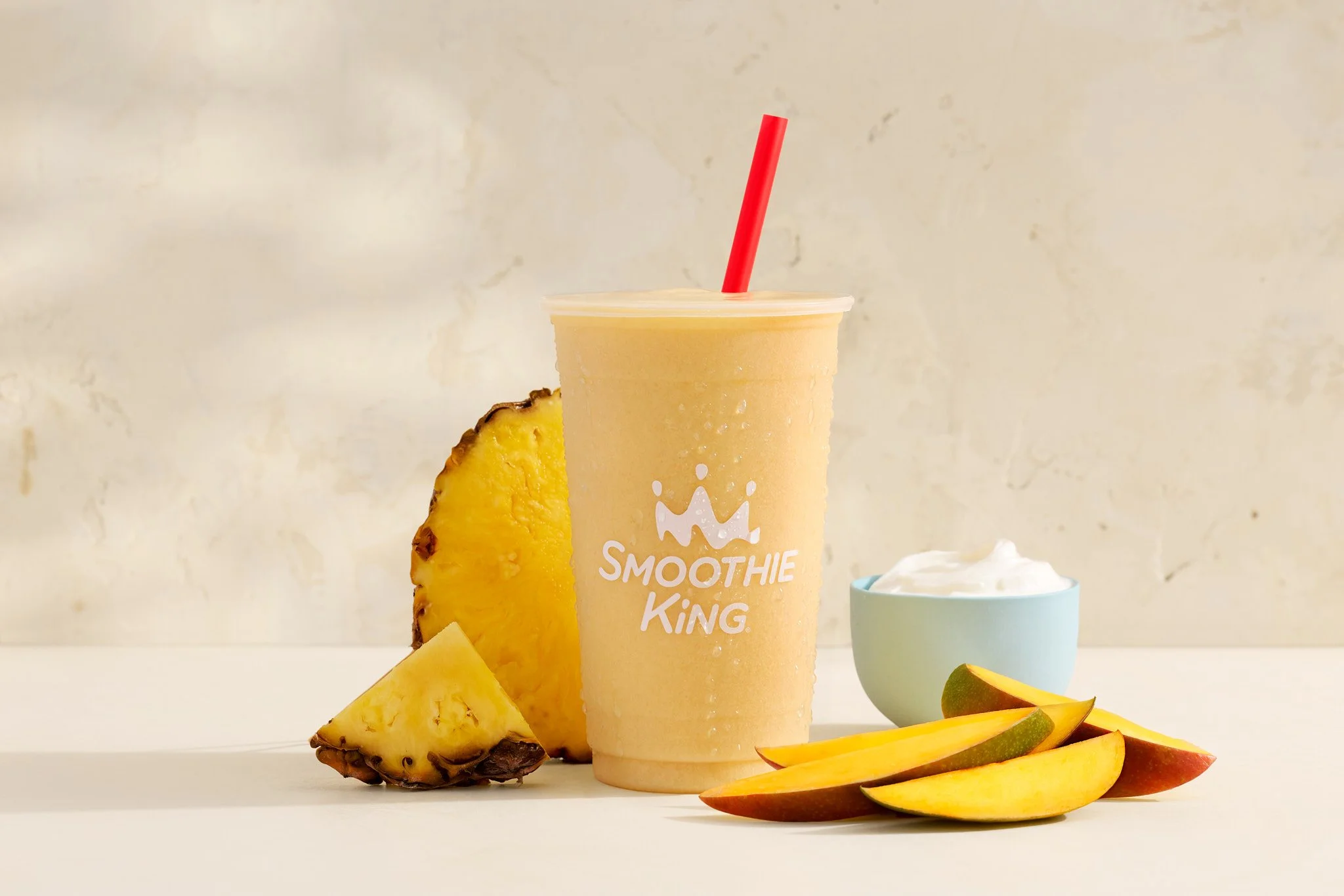 Gut Health Smoothie Pineapple, mango, yogurt- from Smoothie King / Jennifer Chong  - Food, Beverage and Lifestyle Photographer