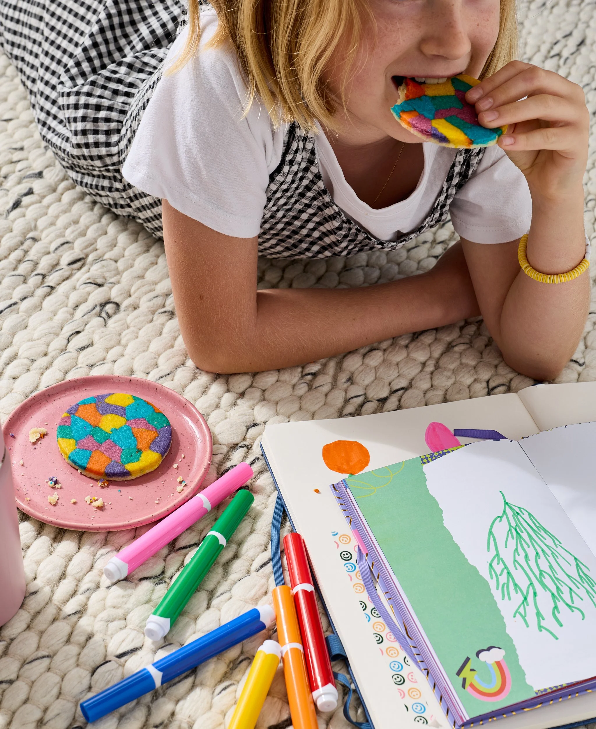 Girl eating cooking on rug / Jennifer Chong - LA Food and Lifestyle photographer 